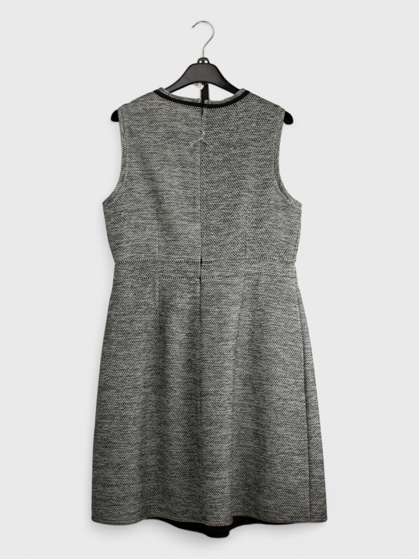 Chic Gray Office Dress with Leather Accent - Size 46