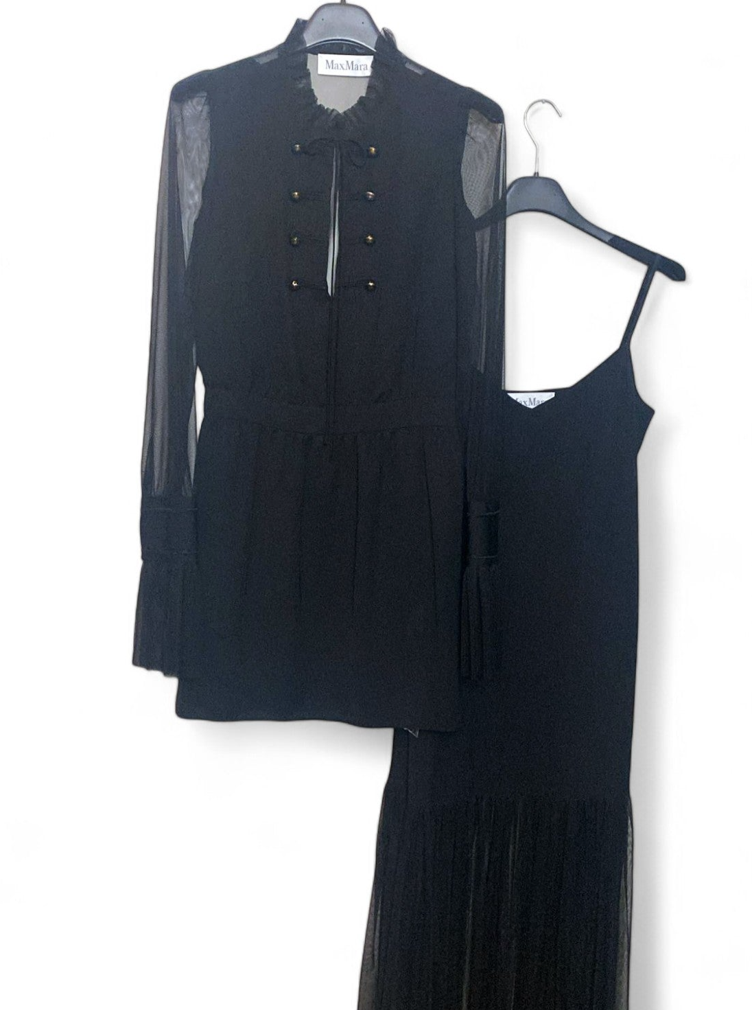 Max Mara fekete gála estélyi szett - blúz és ruha - 40 IT-es méret