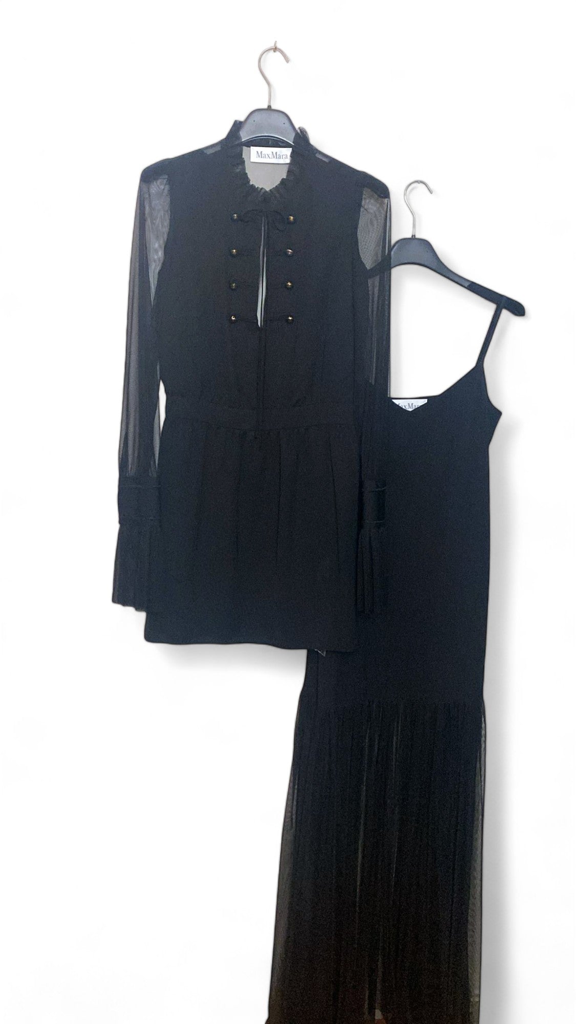 Max Mara fekete gála estélyi szett - blúz és ruha - 40 IT-es méret