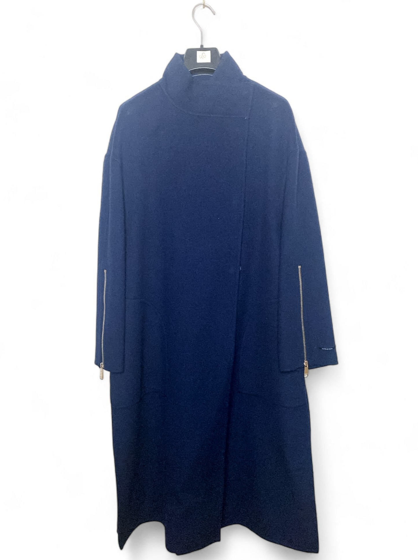 SportMax Dark Blue Wool & Angora Coat - Size 46 IT