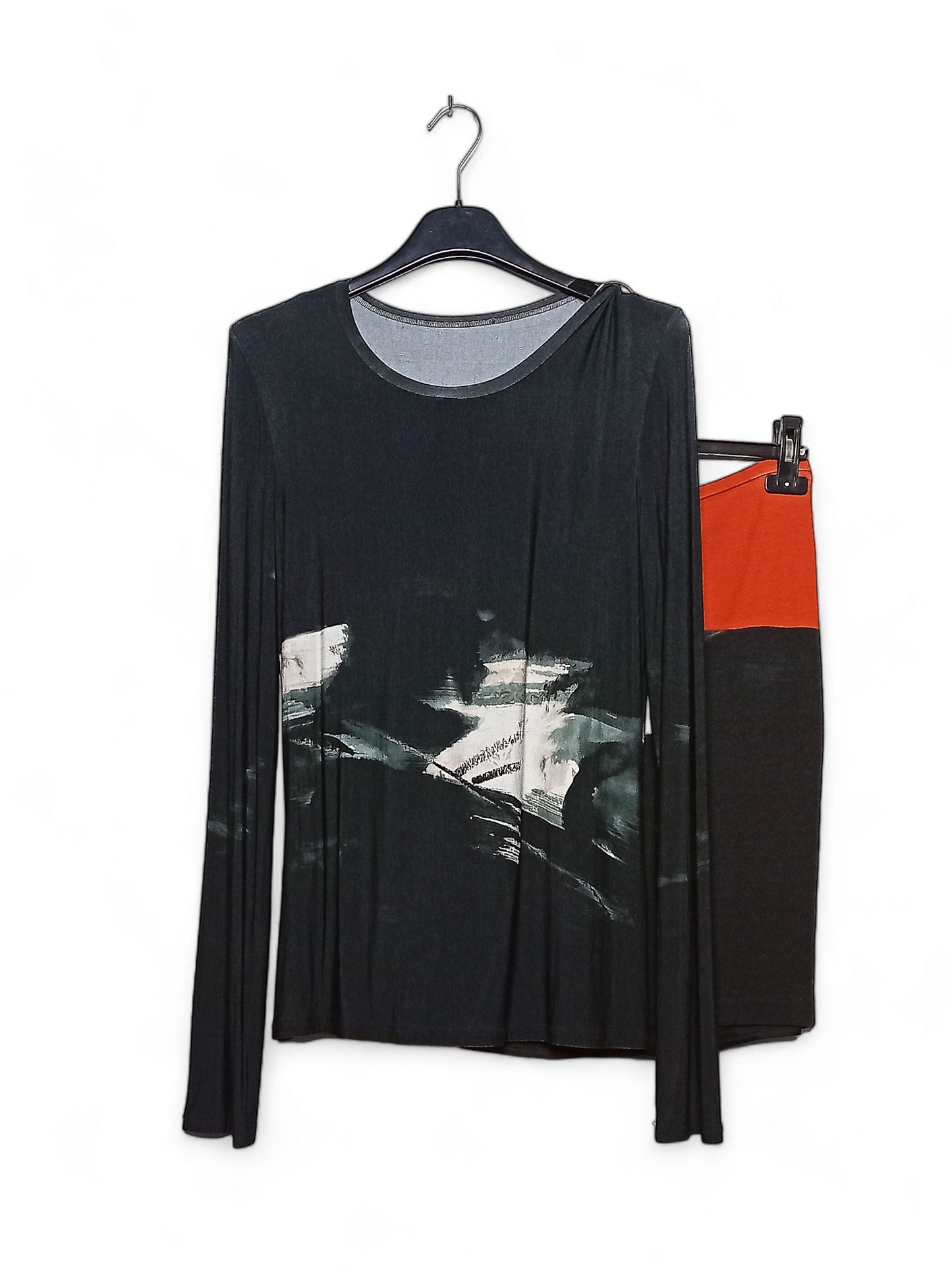 MaxMara Abstract Print Jersey Set - Top & Skirt - Size 42