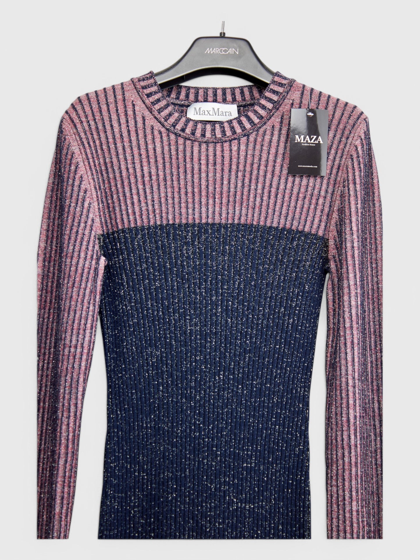 Jersey Dark Blue Pink Dress With Lurex IT Size 48
