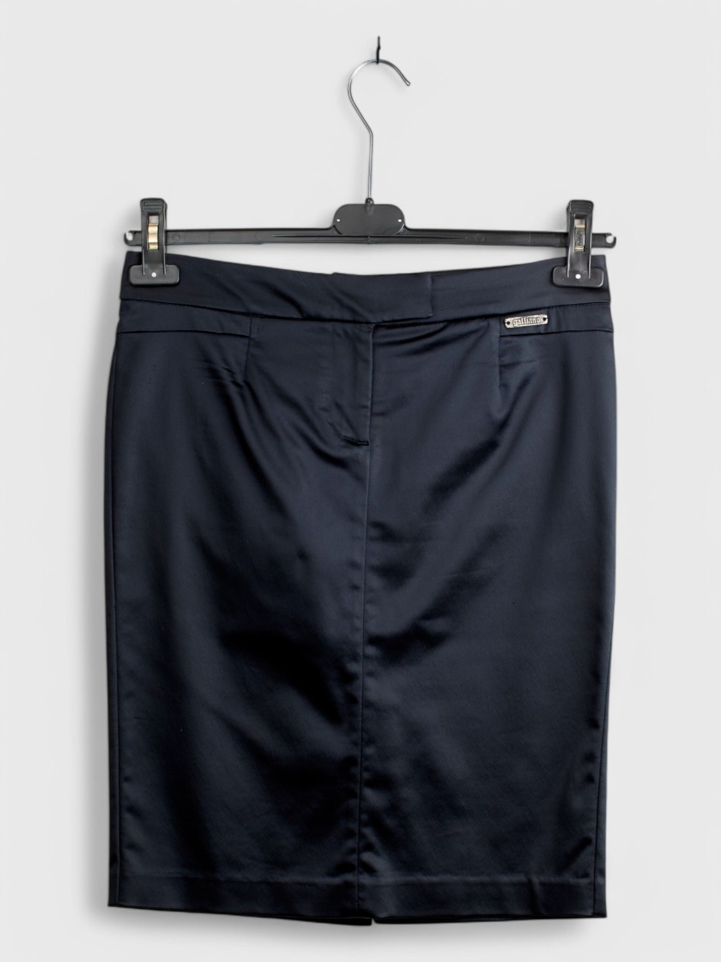 John Galliano Dark Blue Saten Strech Skirt IT Size 40