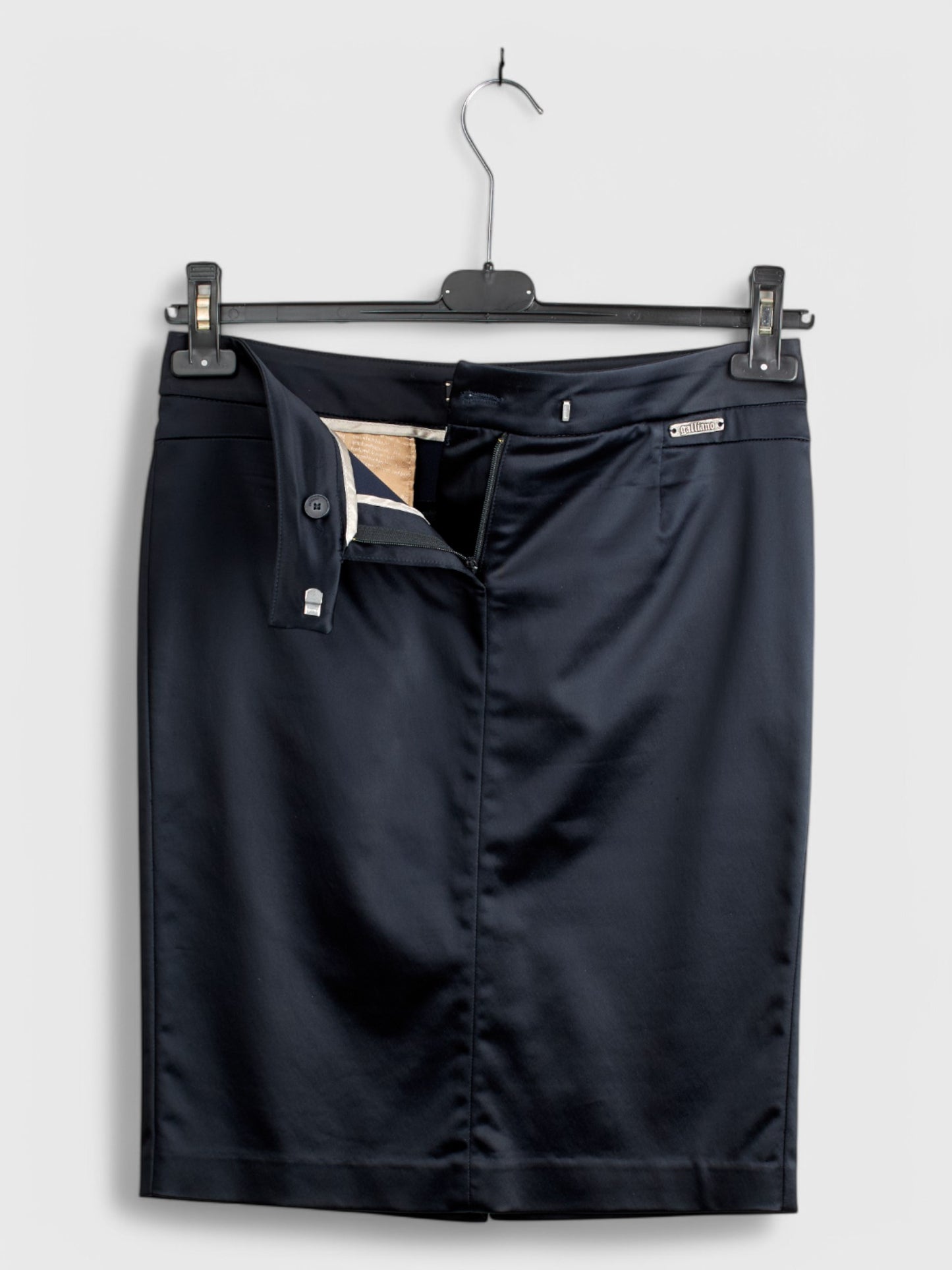 John Galliano Dark Blue Saten Strech Skirt IT Size 40