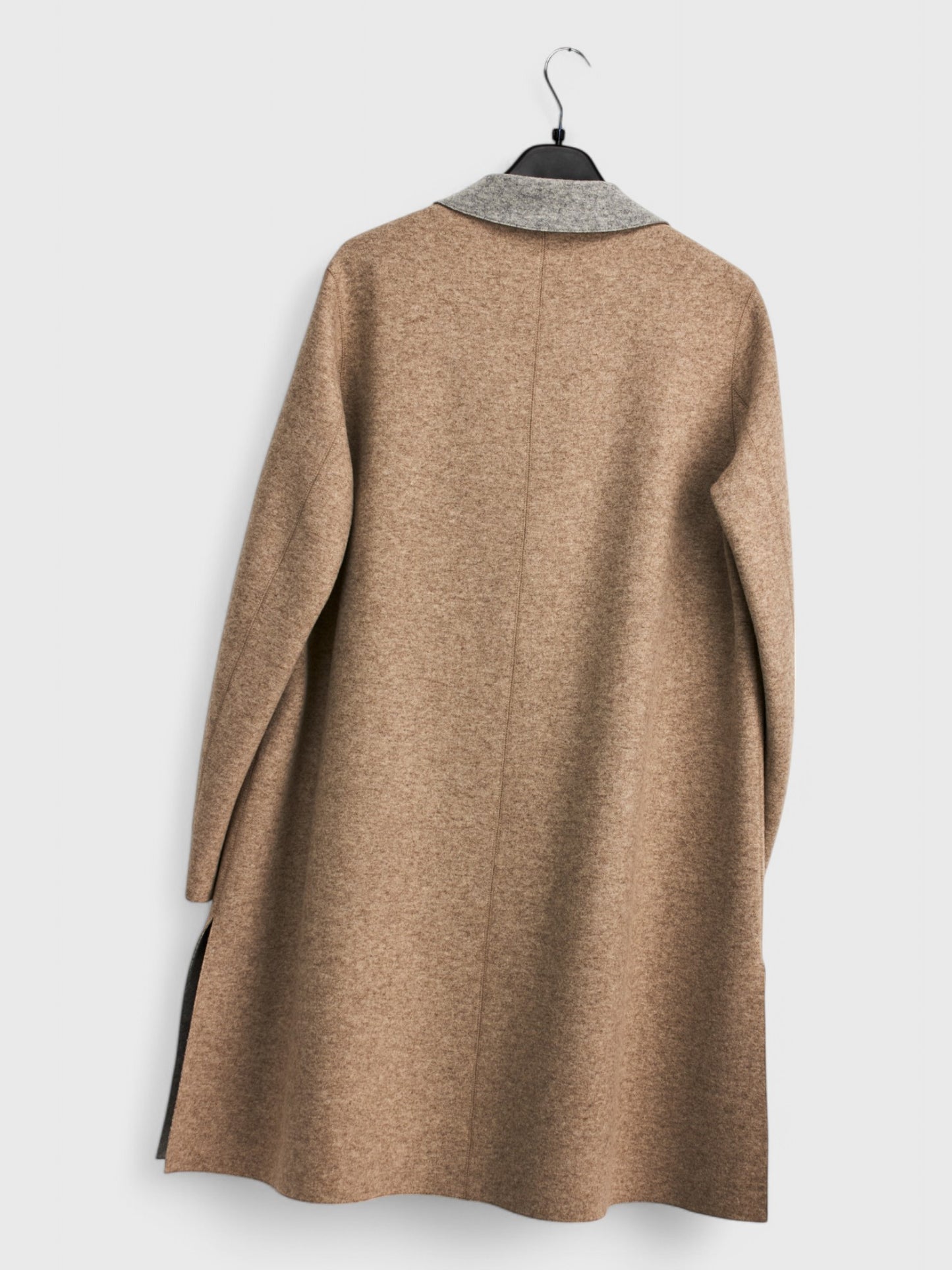 100% Wool Double Side Light Grey & Beige Coat - Size 48