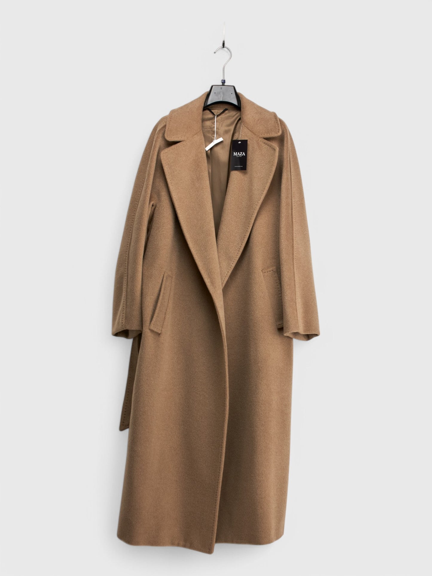 Beige Color 100% Wool Long Coat - Size 46