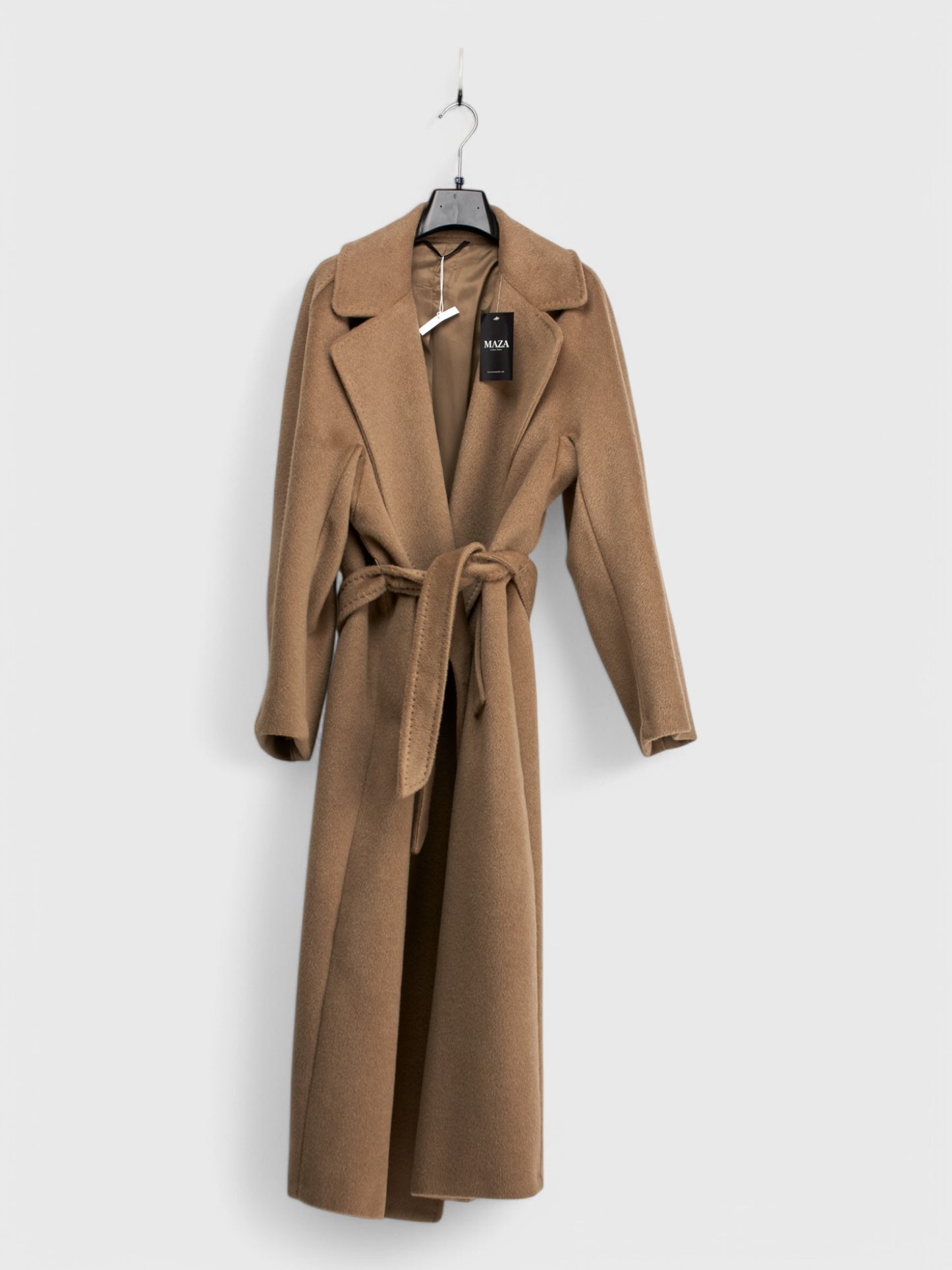 Beige Color 100% Wool Long Coat - Size 46
