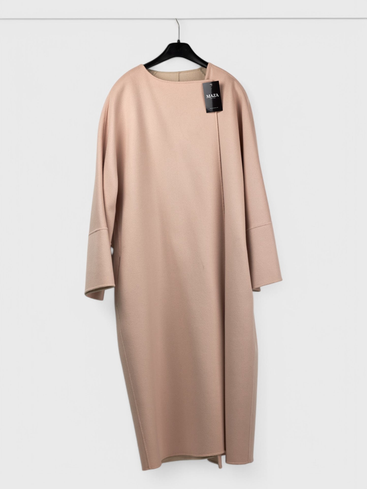 Wool With Angora Coat With Belt - Reversible Powder pink & Elephant Bone Color- Size 48 & 50