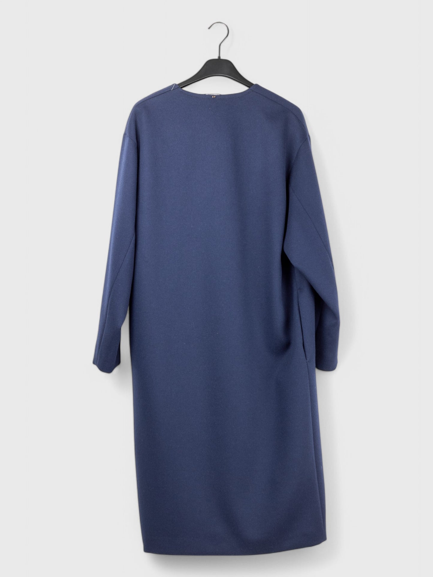Reversible Dark Blue Wool and Ballon Waterproof Coat With One Button Infront -Size 44