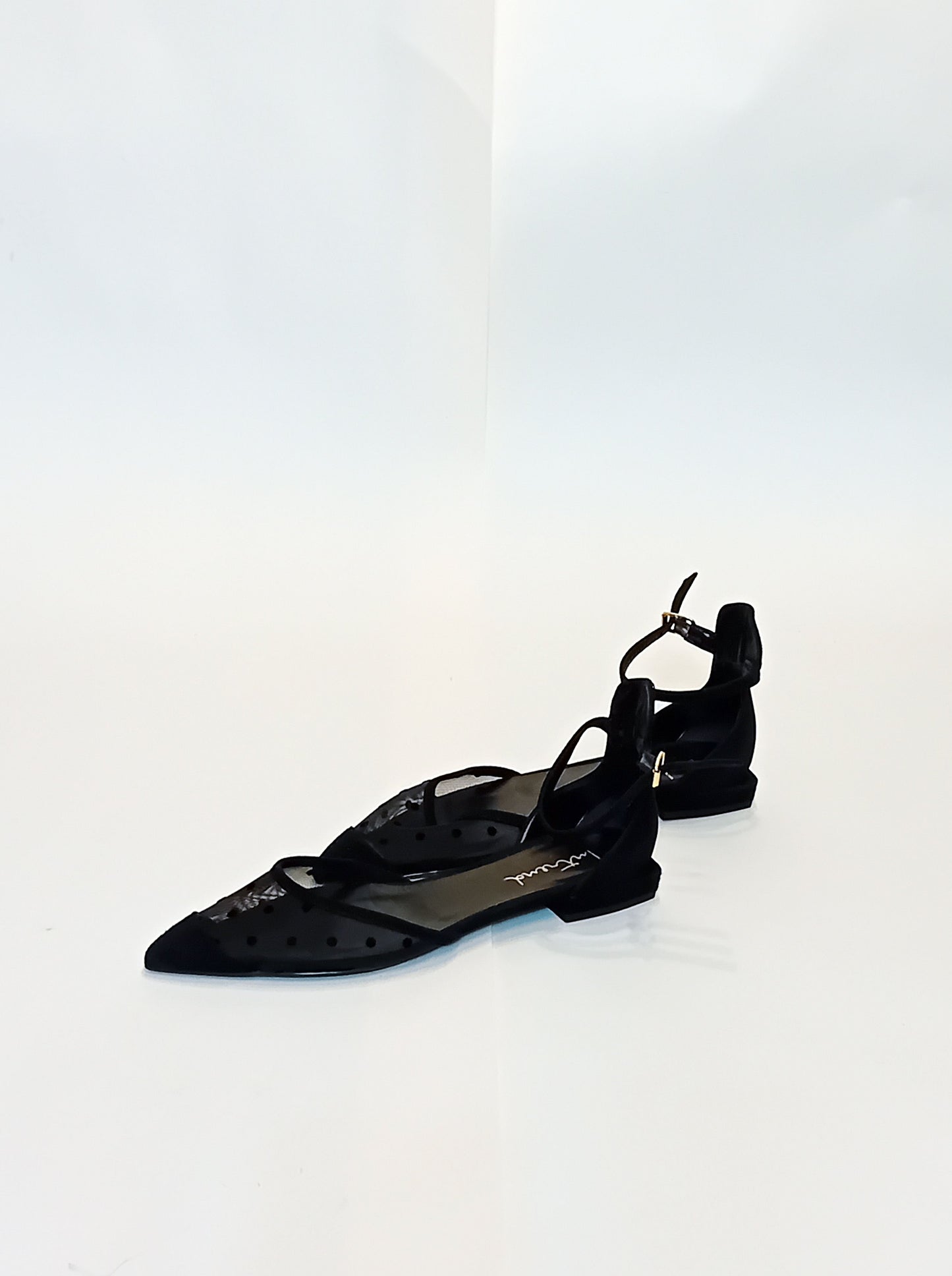 Intrend Black Cut-Out Pointed Toe Sandals (Size 39) - 1cm