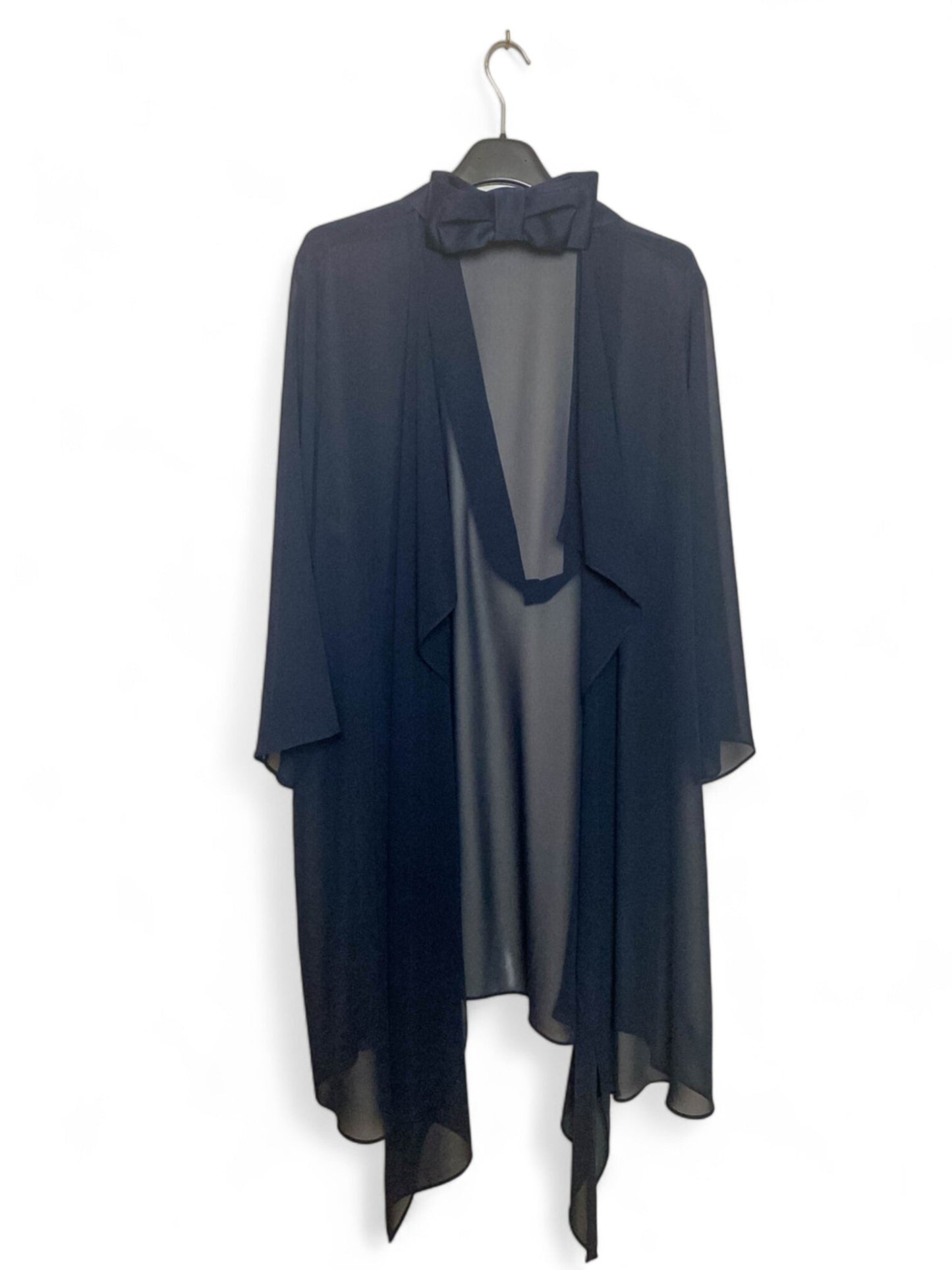 Dark Blue Sheer Cardigan with Silk Belt - Size XXL