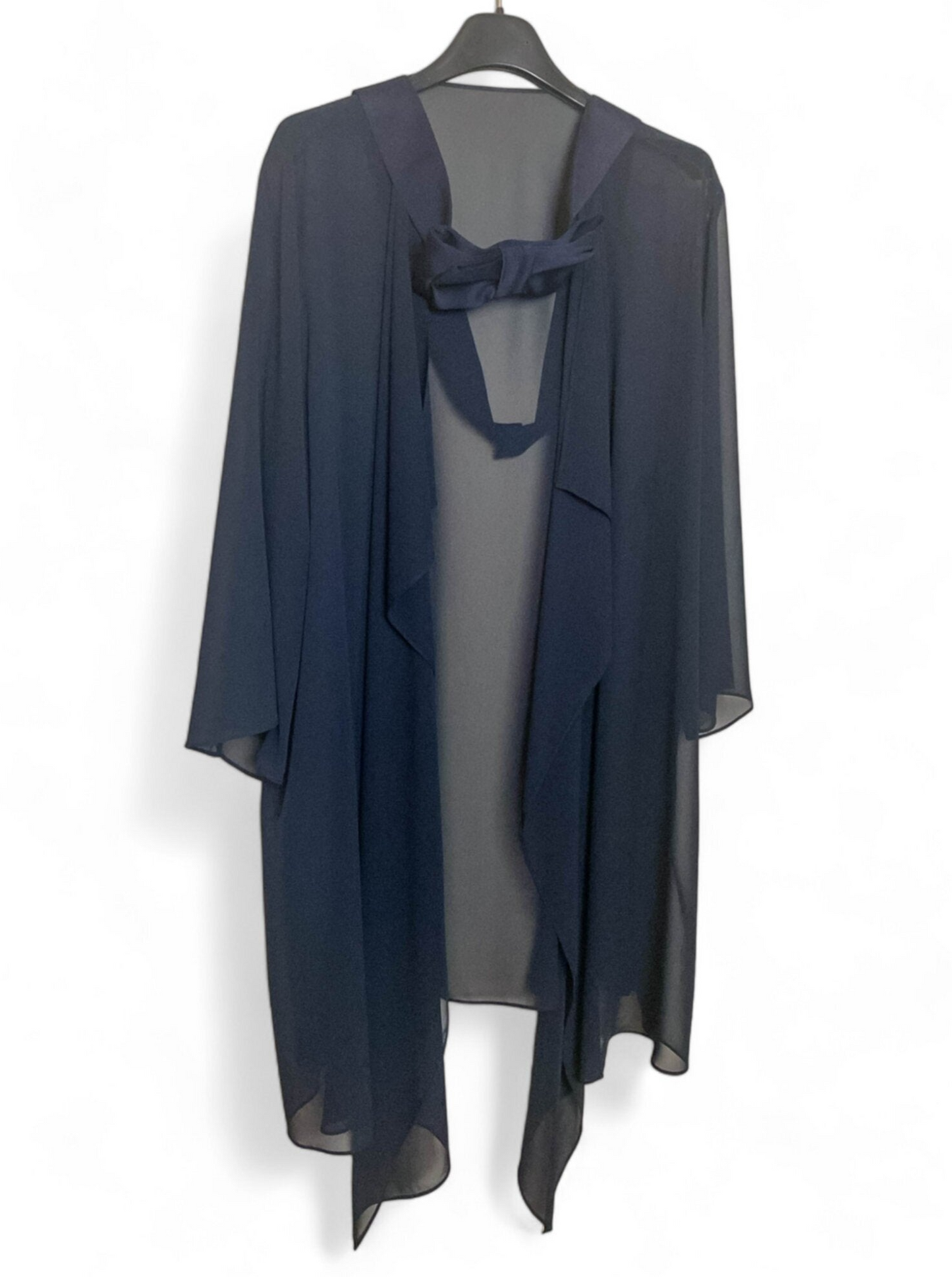 Dark Blue Sheer Cardigan with Silk Belt - Size XXL