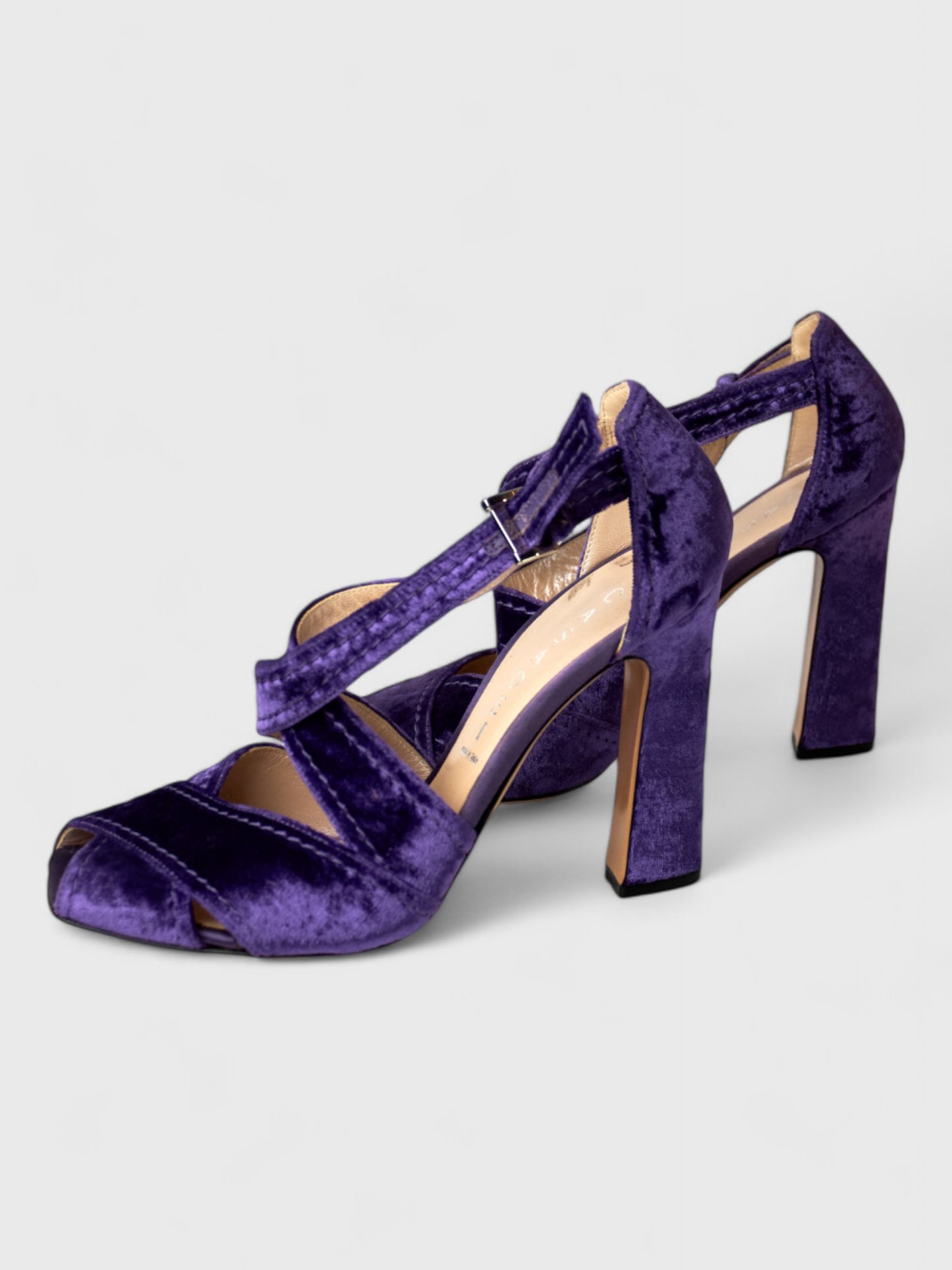 Casadei Purple Velvet Heels - Size 37 - 10.5cm