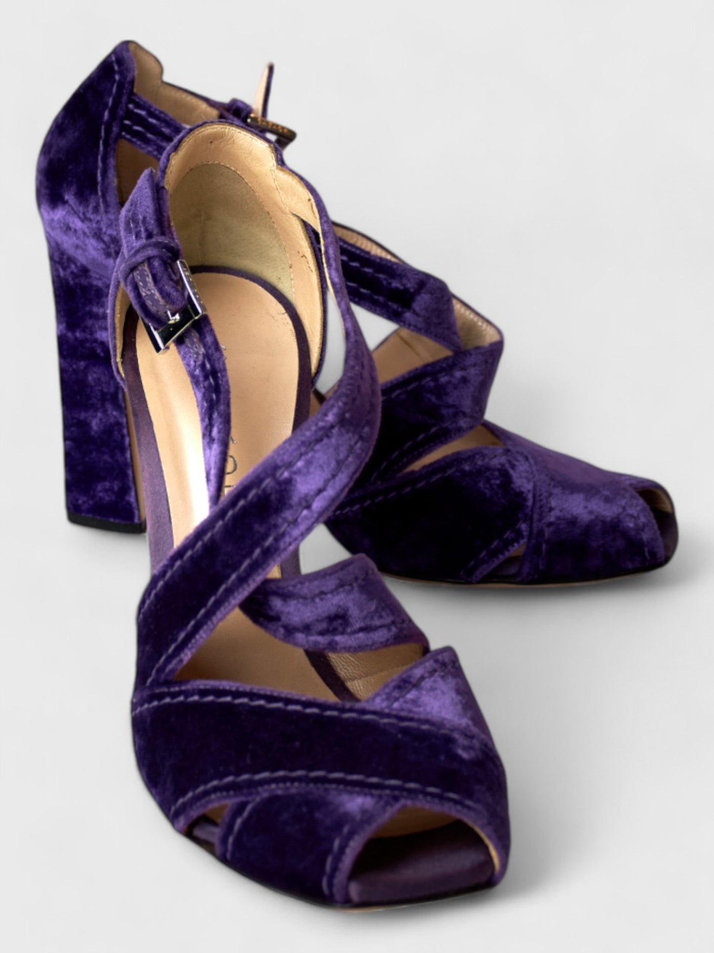 Casadei Purple Velvet Heels - Size 37 - 10.5cm