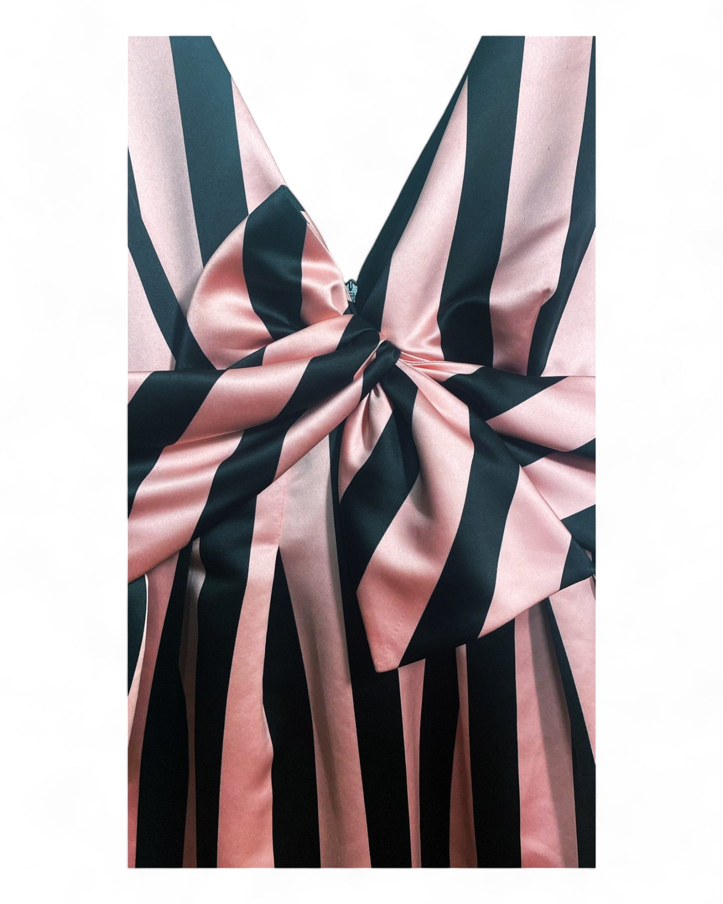 Chic Pink and Black Striped Cocktail Dress - Size 44, 94cm Long