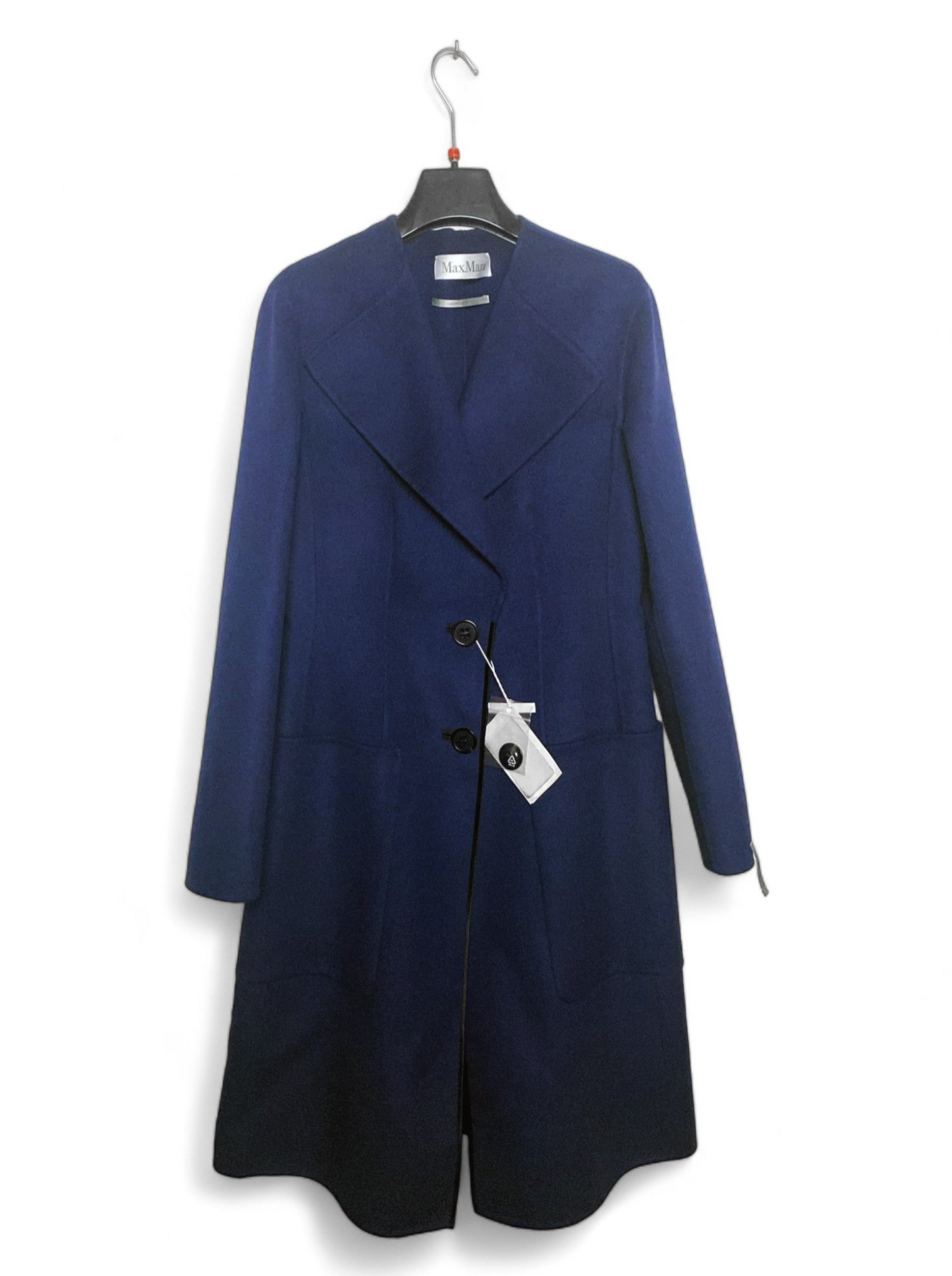 SportMax Blue Virgin Wool & Angora Coat - Size 38 & 44, 106cm Long
