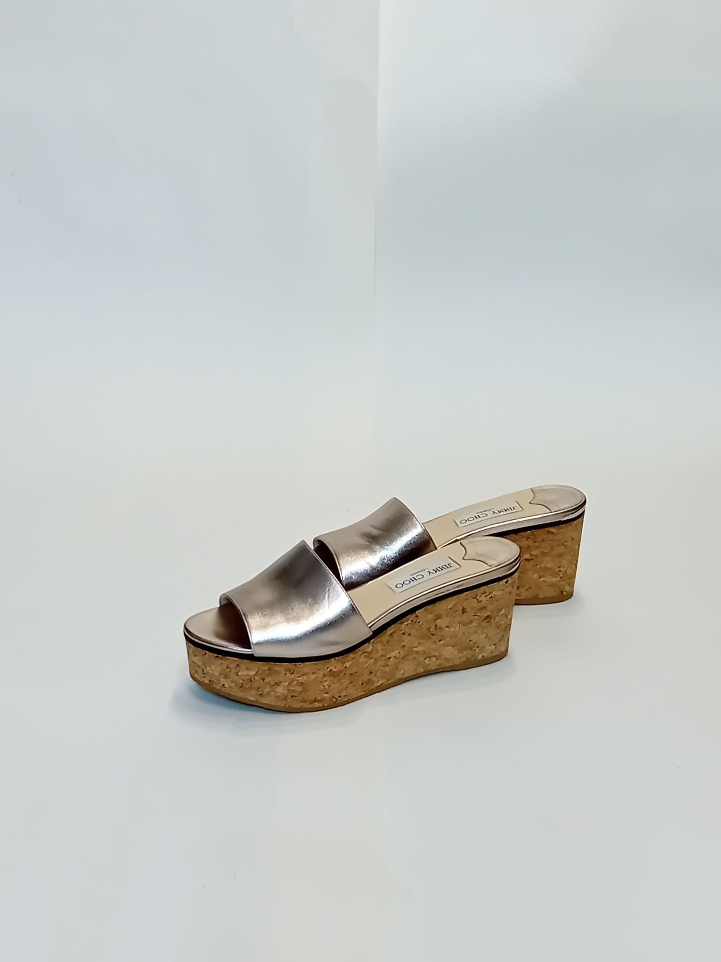 Jimmy Choo Metallic Cork Platform Sandals (Size 39) - 9cm - Platform 4.5cm