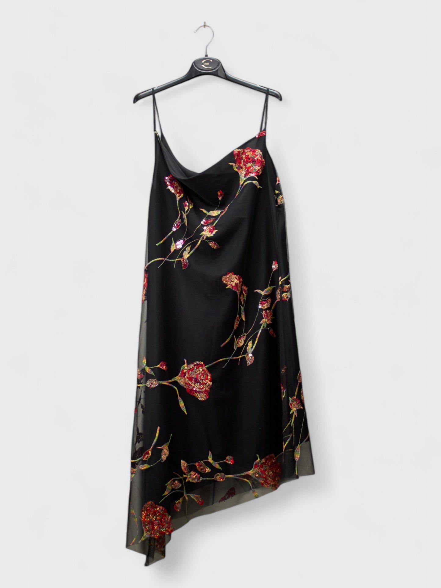 Maza Asymmetrical Floral Embroidered Cocktail Dress - Size 46
