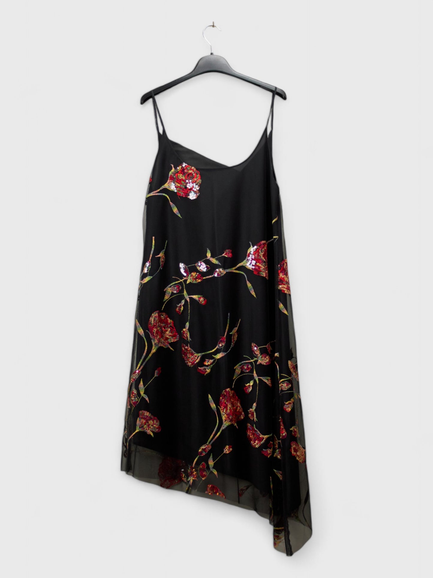 Maza Asymmetrical Floral Embroidered Cocktail Dress - Size 46