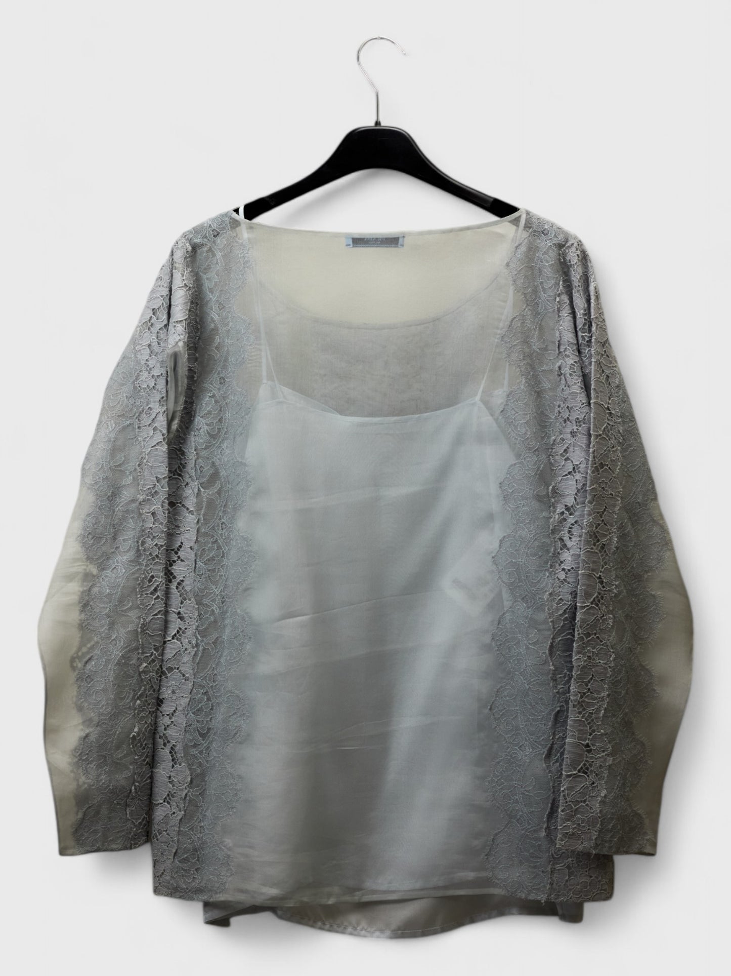 Prada Sky Blue Lace Overlay Blouse - Size 38
