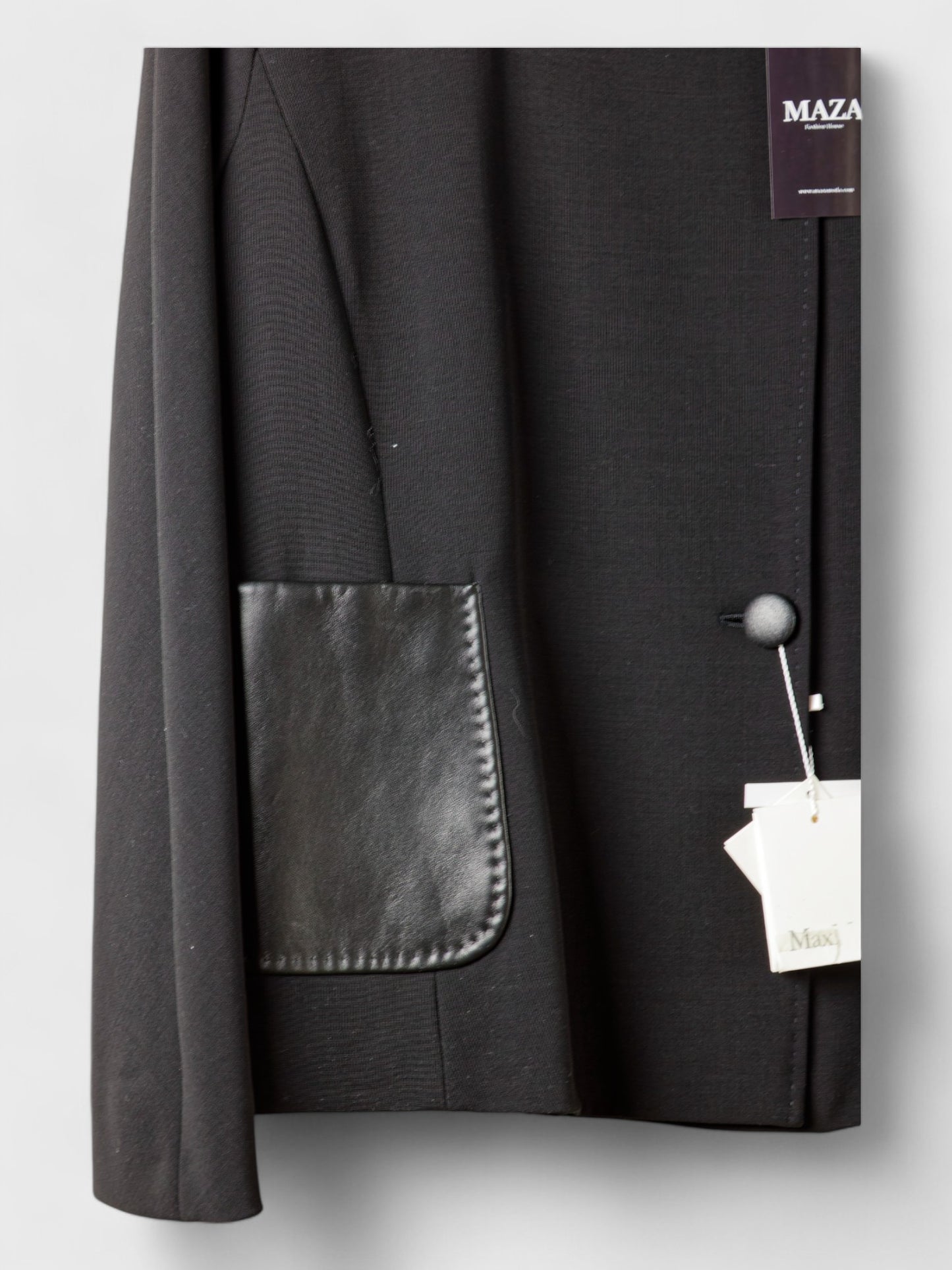 Wool Jacket with Natural Leather Pockets - IT Size 48