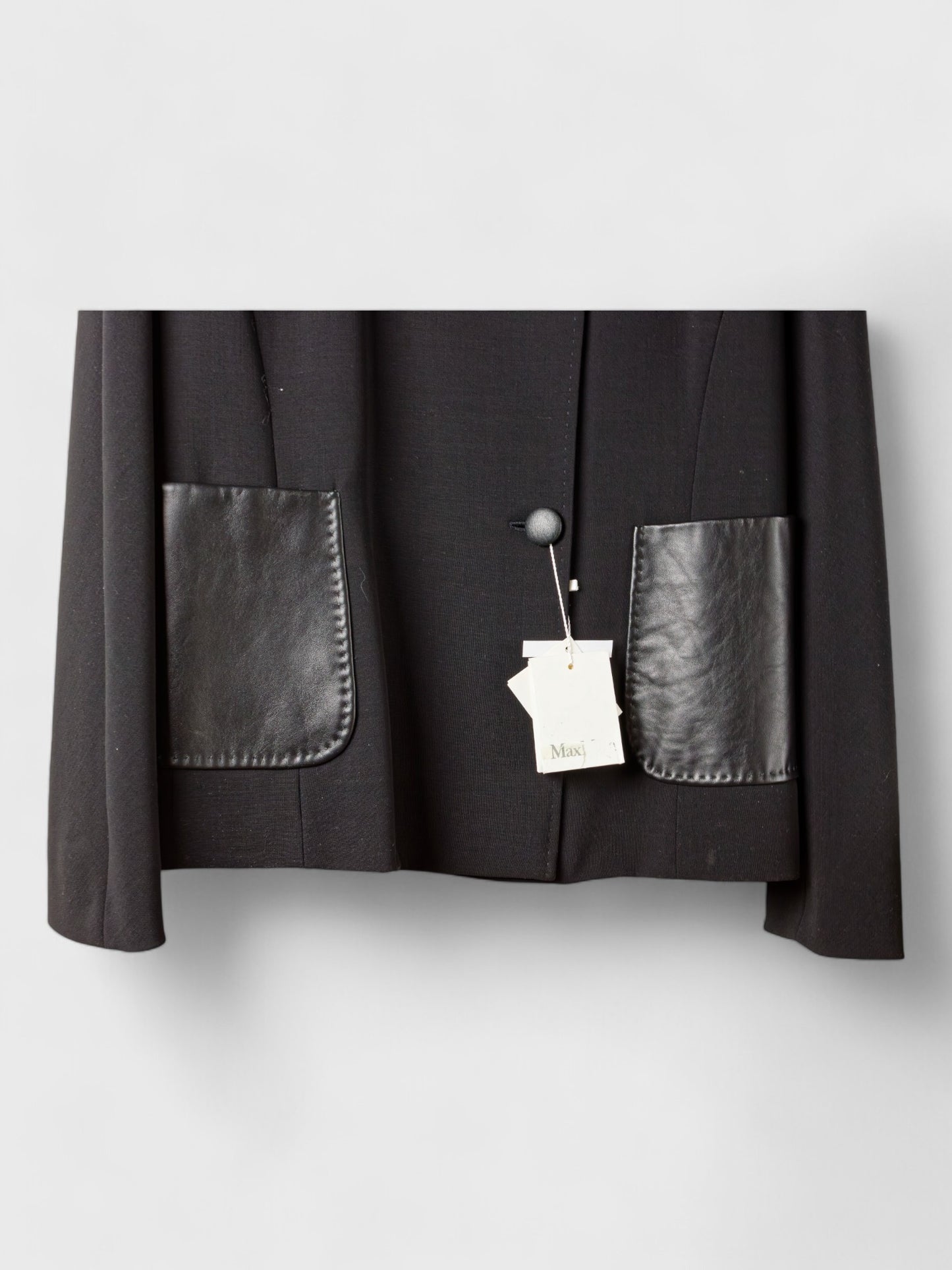 Wool Jacket with Natural Leather Pockets - IT Size 48