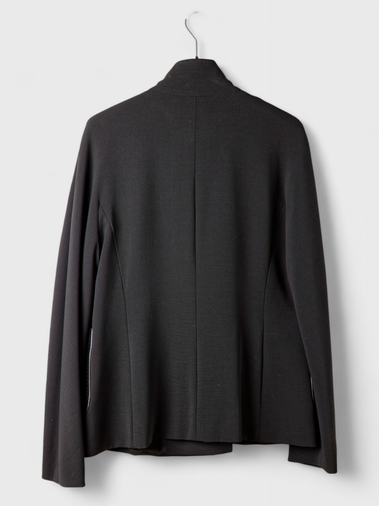 Wool Jacket with Natural Leather Pockets - IT Size 48