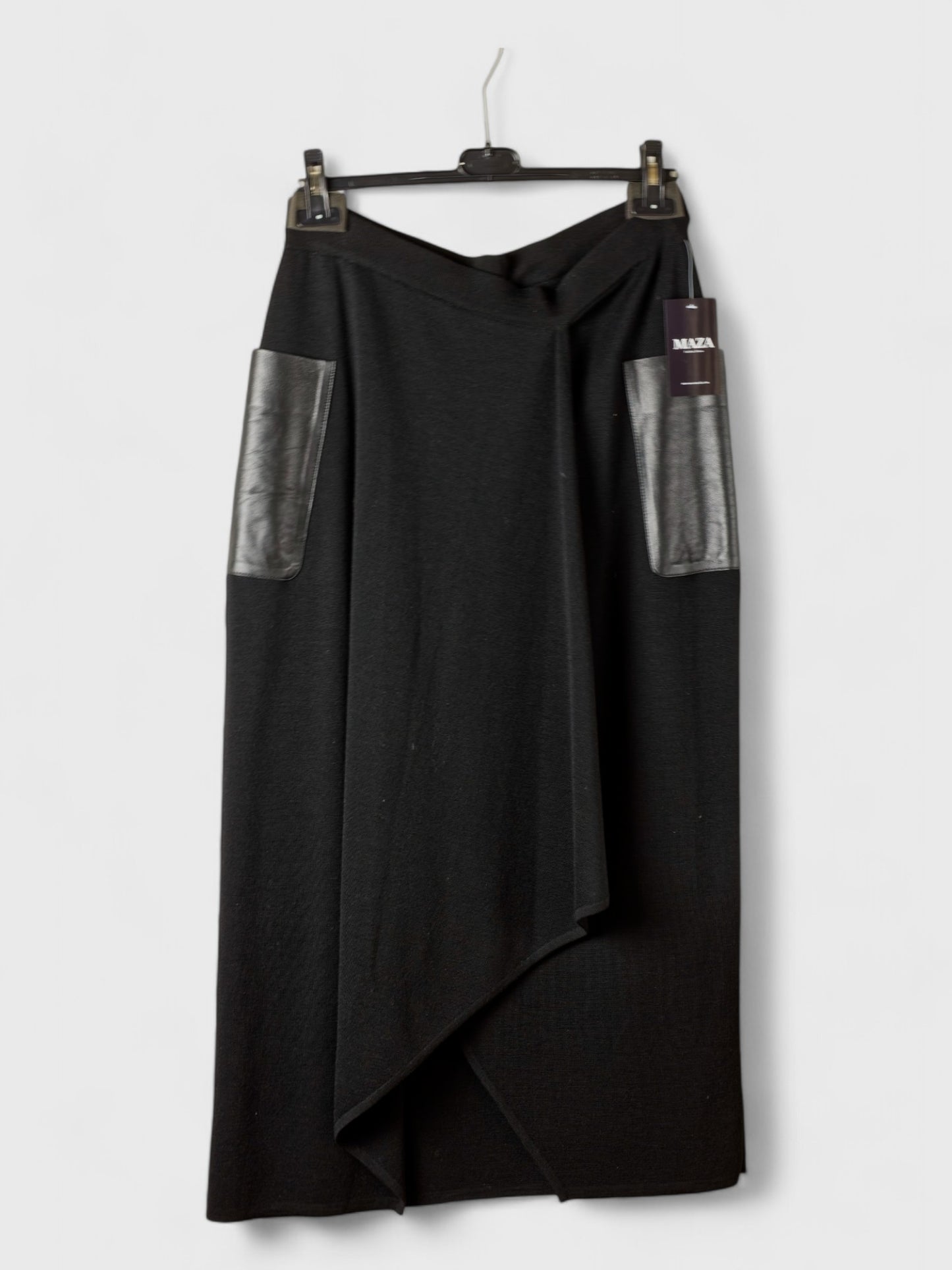 Wool Skirt - Natural Leather Pockets - IT Sizes 48, 50