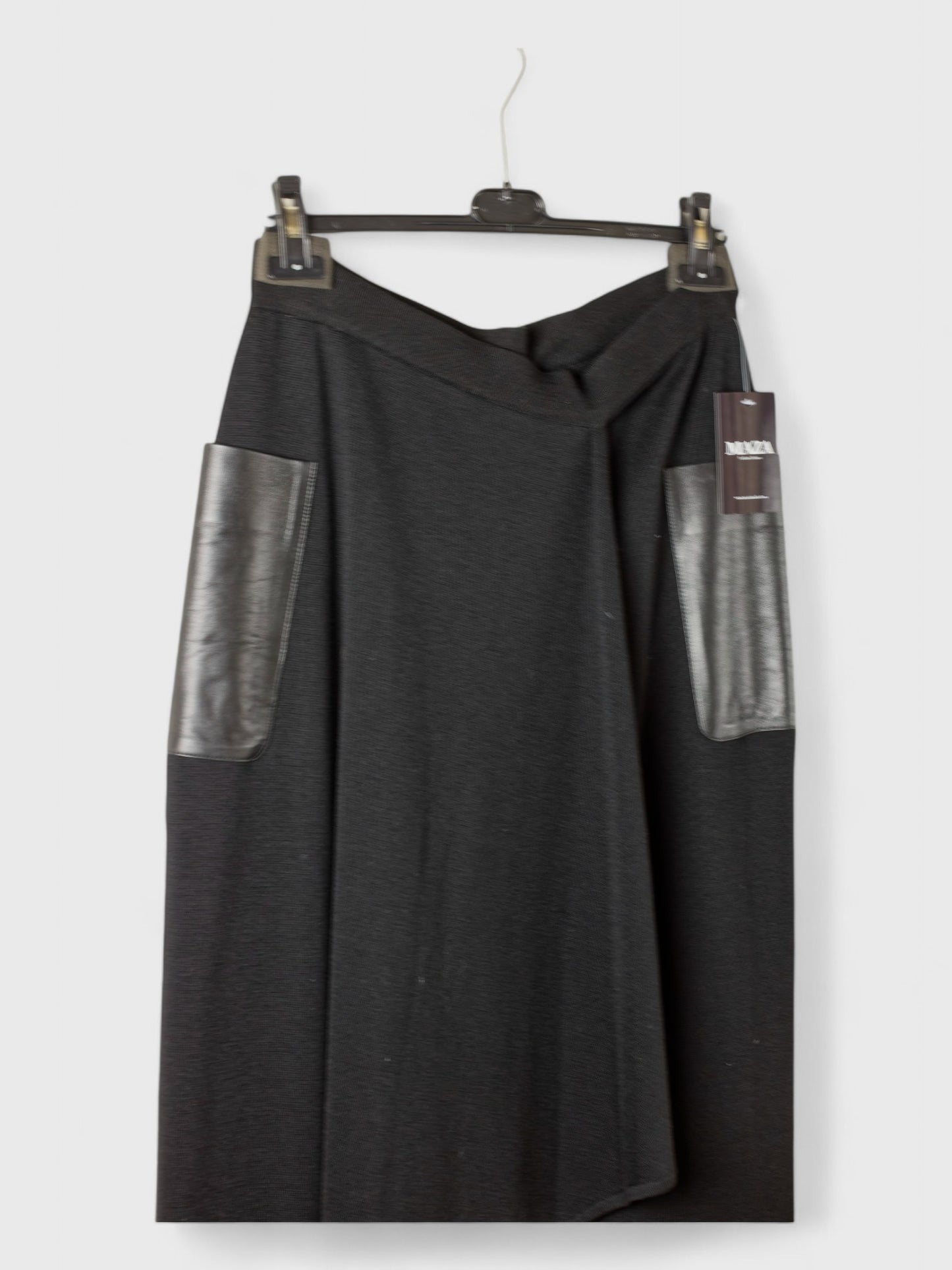 Wool Skirt - Natural Leather Pockets - IT Sizes 48, 50