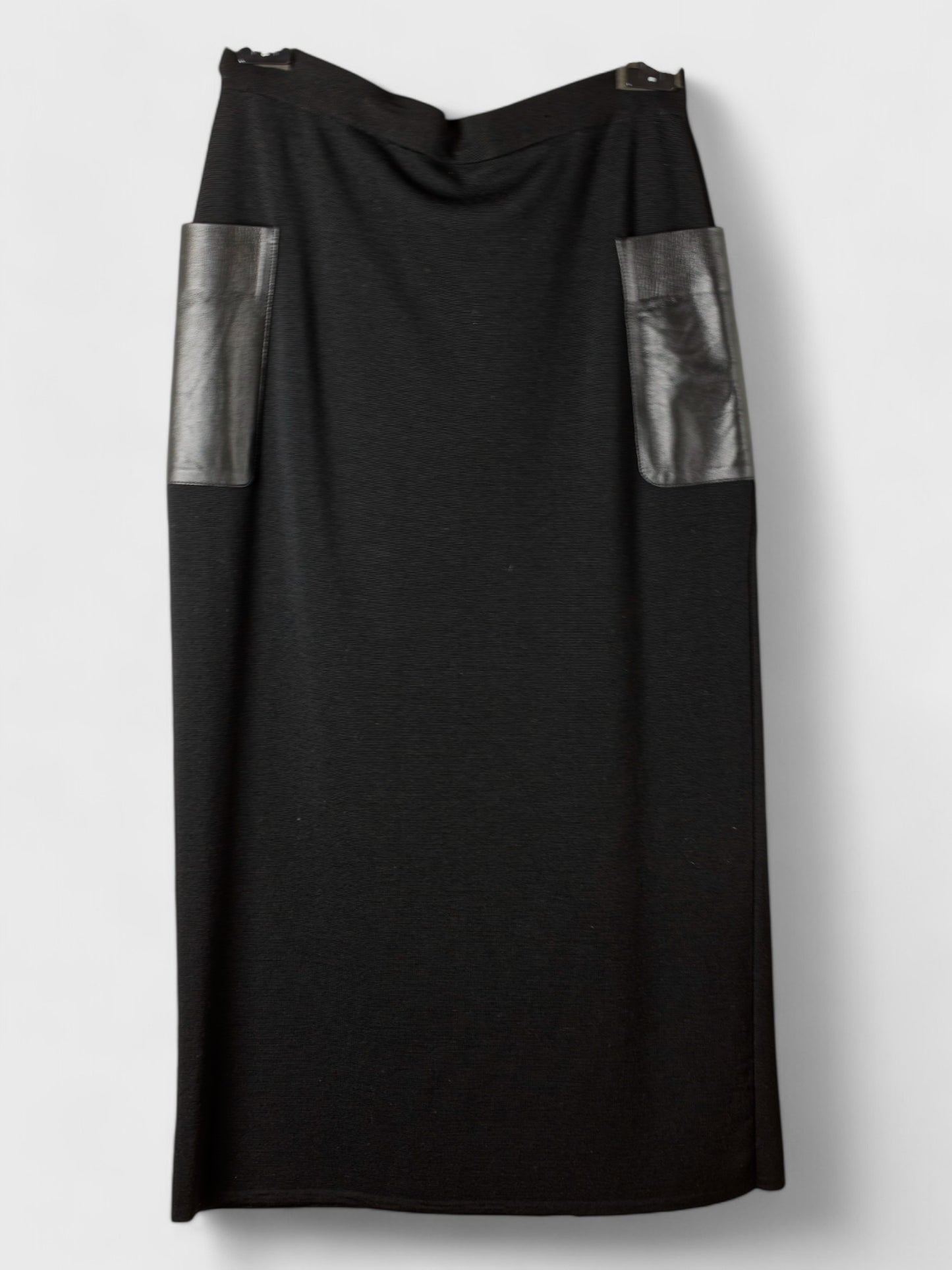 Wool Skirt - Natural Leather Pockets - IT Sizes 48, 50