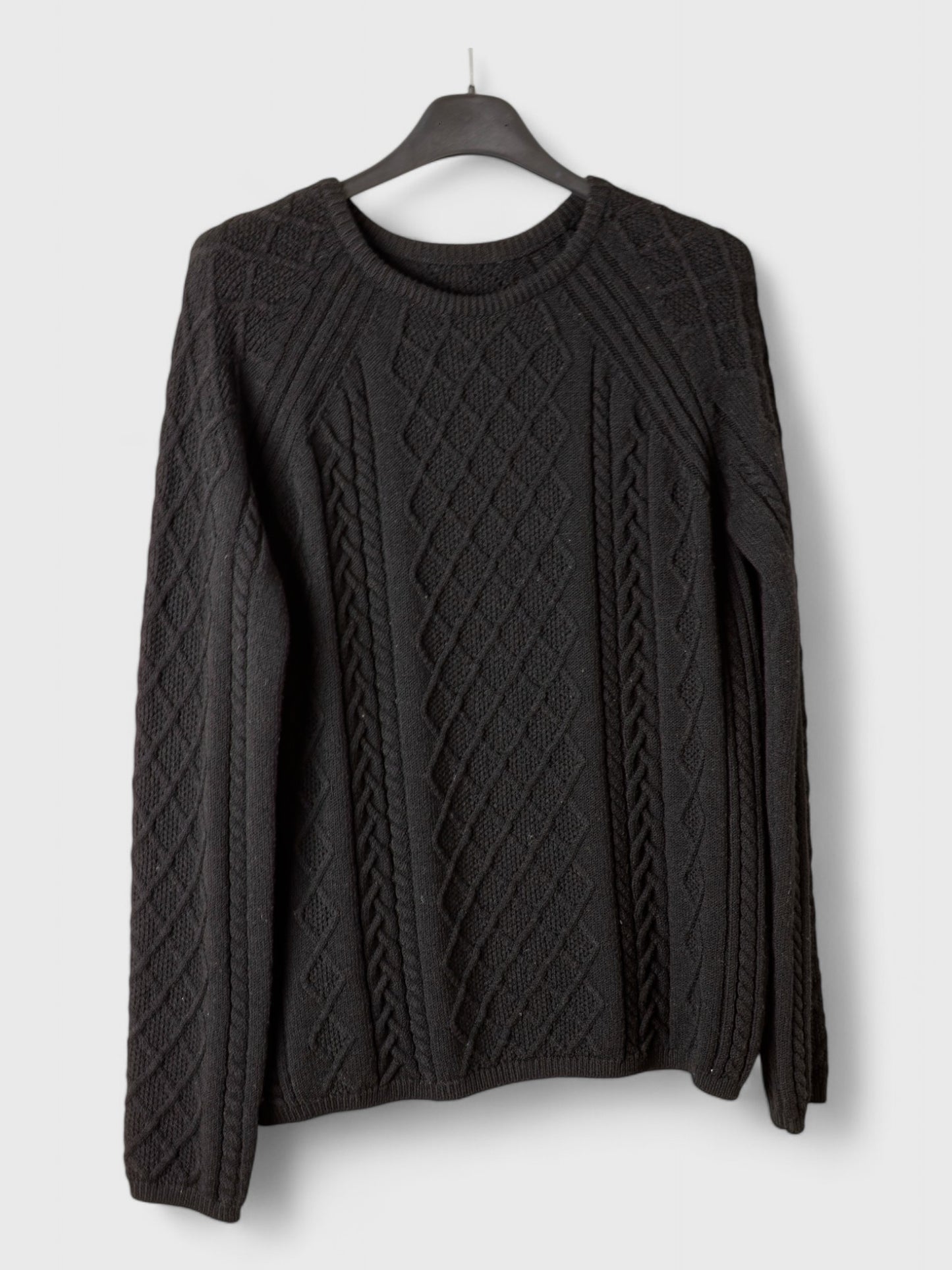 MaxMara Black Cable Knit Wool Pullover - 100% Wool