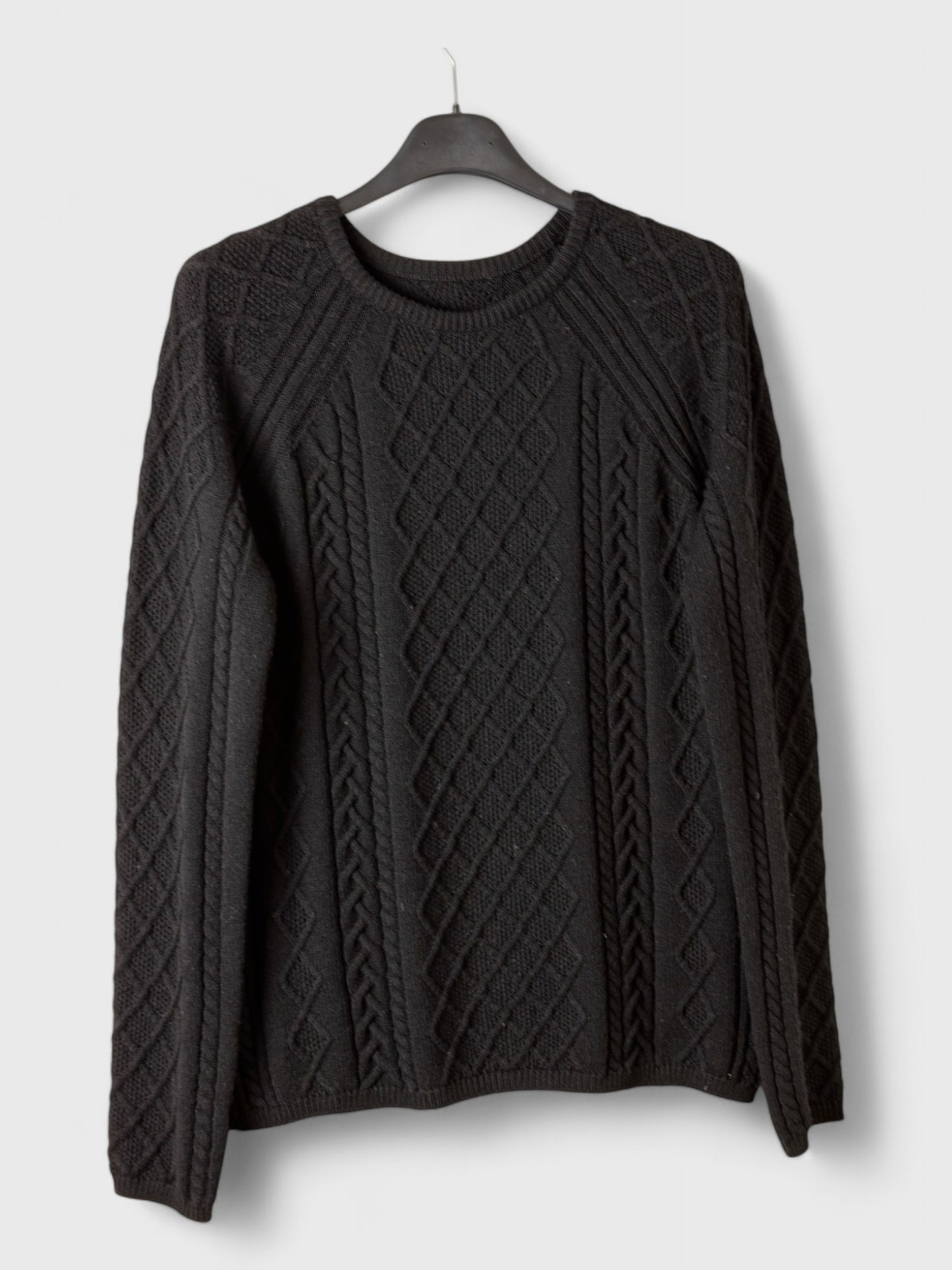 MaxMara Black Cable Knit Wool Pullover - 100% Wool