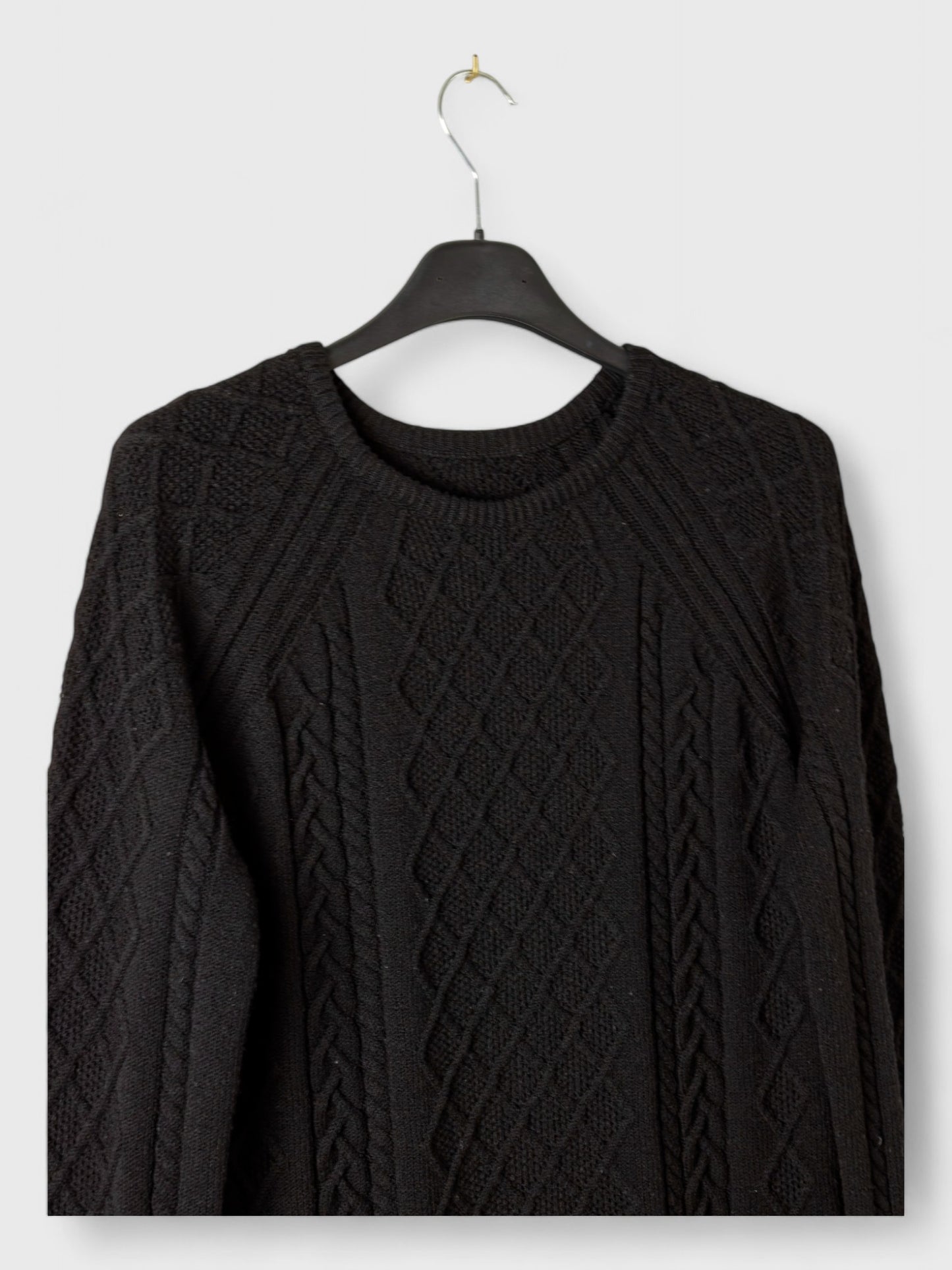 MaxMara Black Cable Knit Wool Pullover - 100% Wool