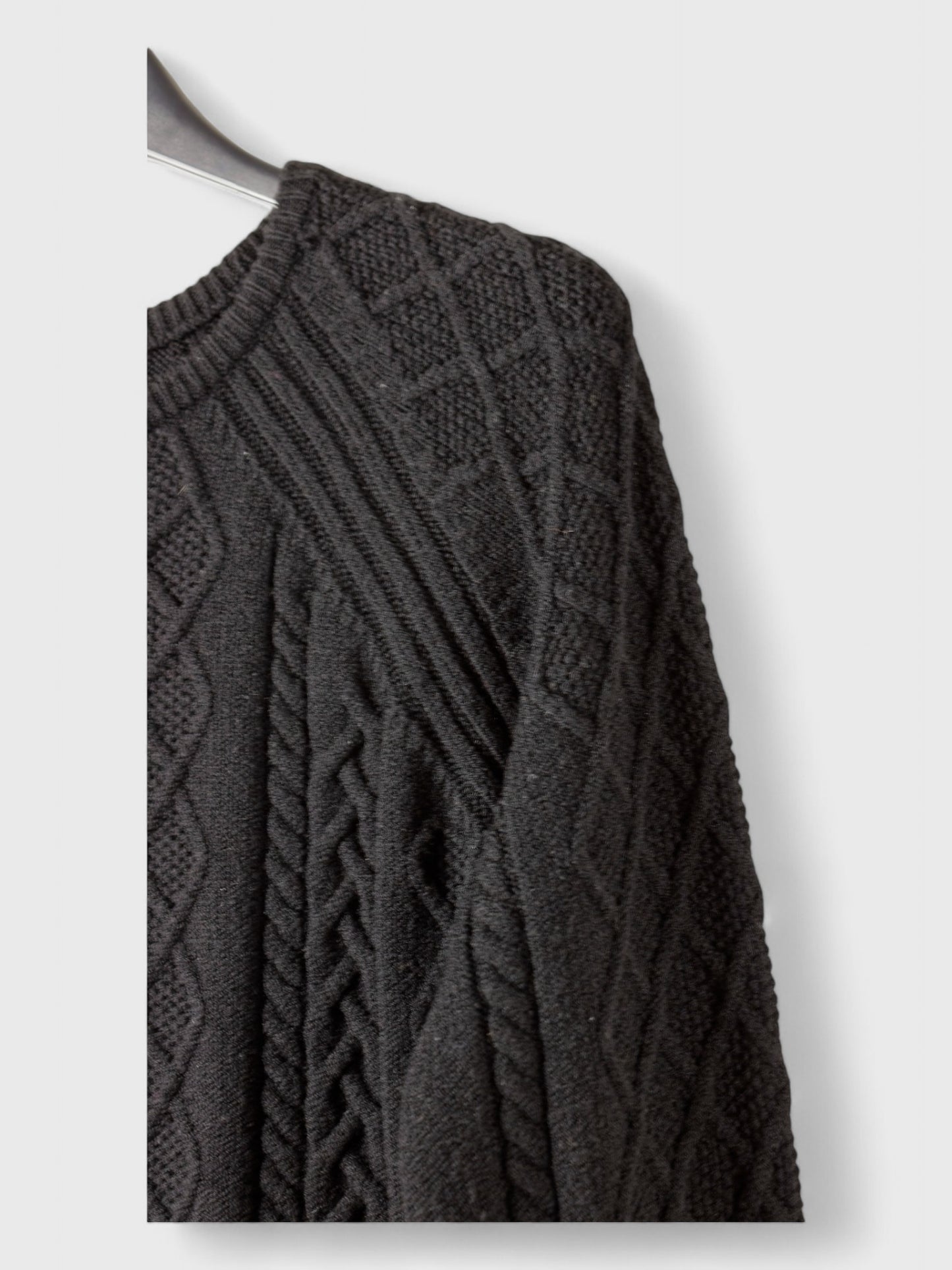 MaxMara Black Cable Knit Wool Pullover - 100% Wool