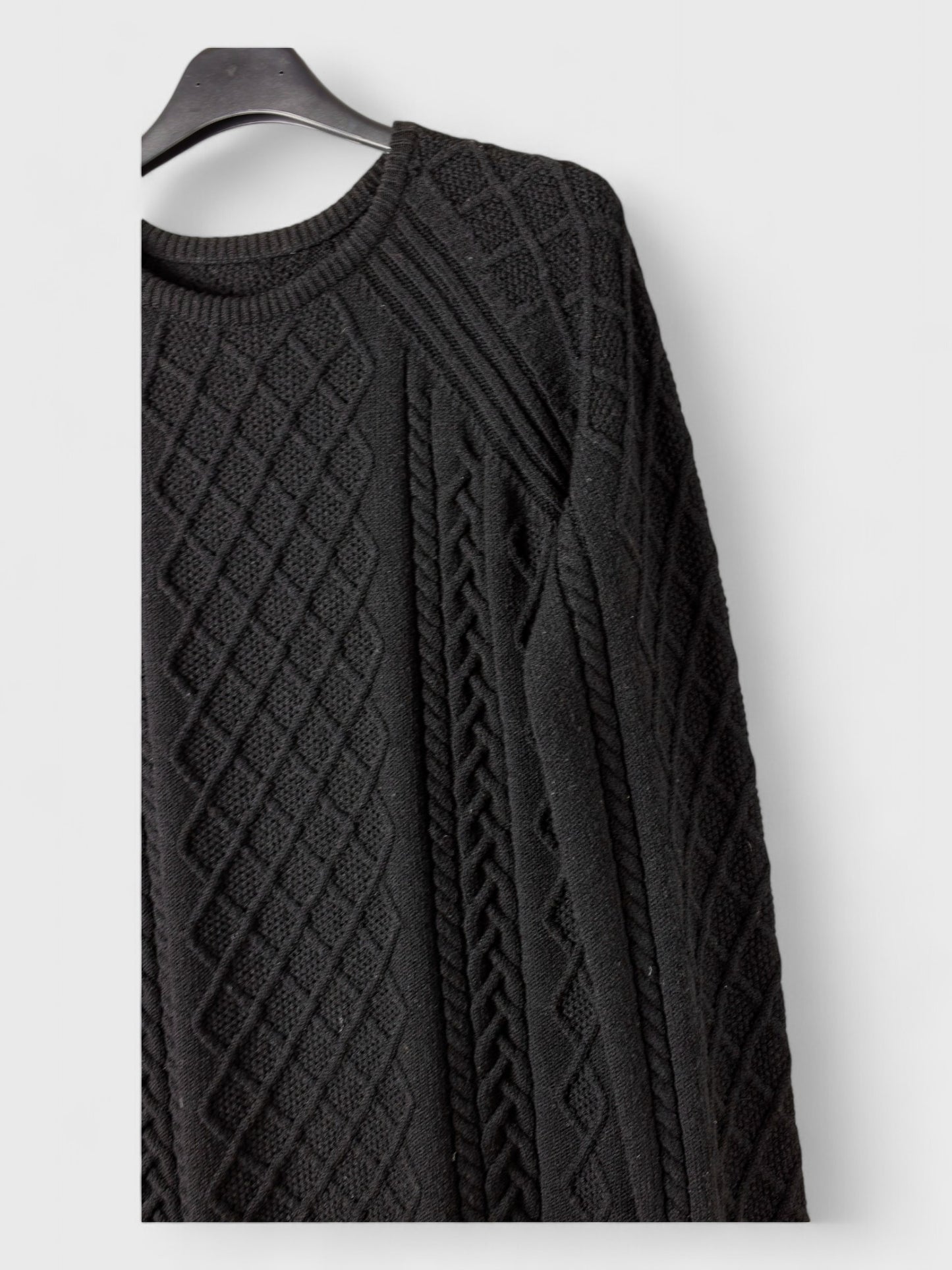 MaxMara Black Cable Knit Wool Pullover - 100% Wool