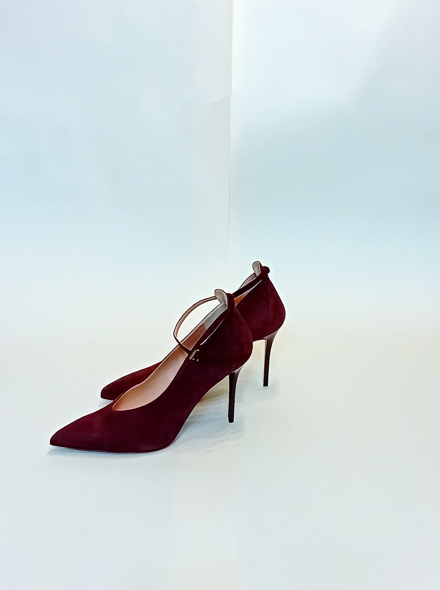 Marella Burgundy Suede Ankle Strap Heels (Size 40) - 10cm