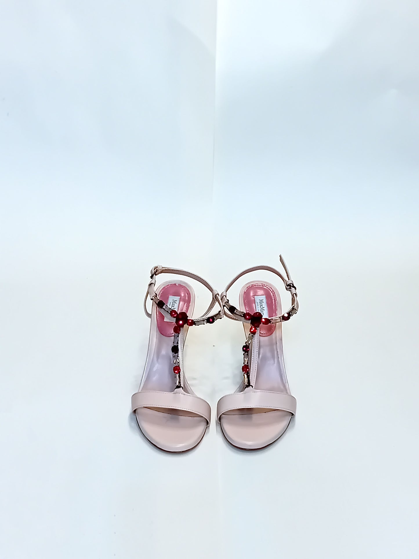 MaxMara Bejeweled Pink Lamb Natural Leather Sandals (Size 37, 39) - 11.5cm