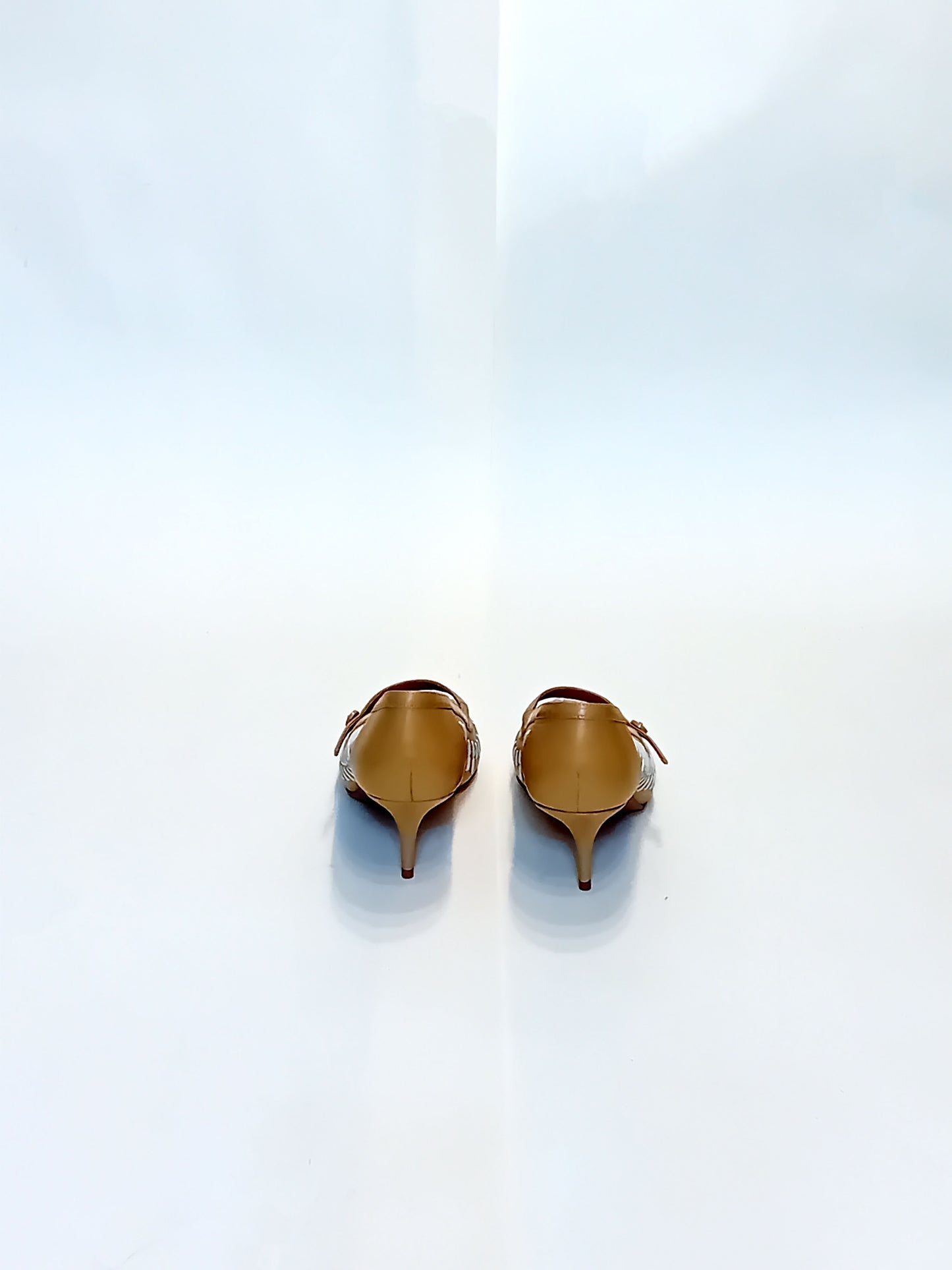 SportMax Tan and White Patterned Heels (Size 39) - 7cm