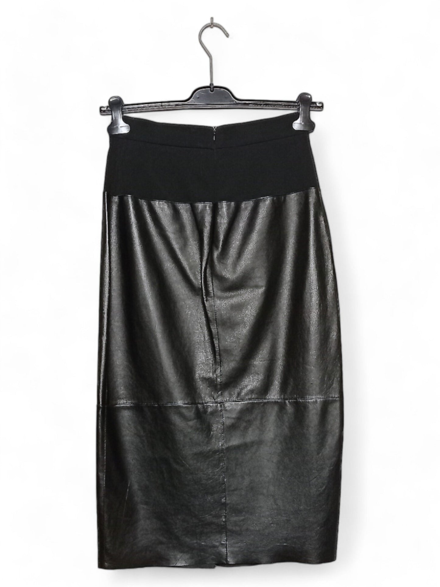 Sportmax Black Leather Pencil Skirt - Size 42, 80cm Length