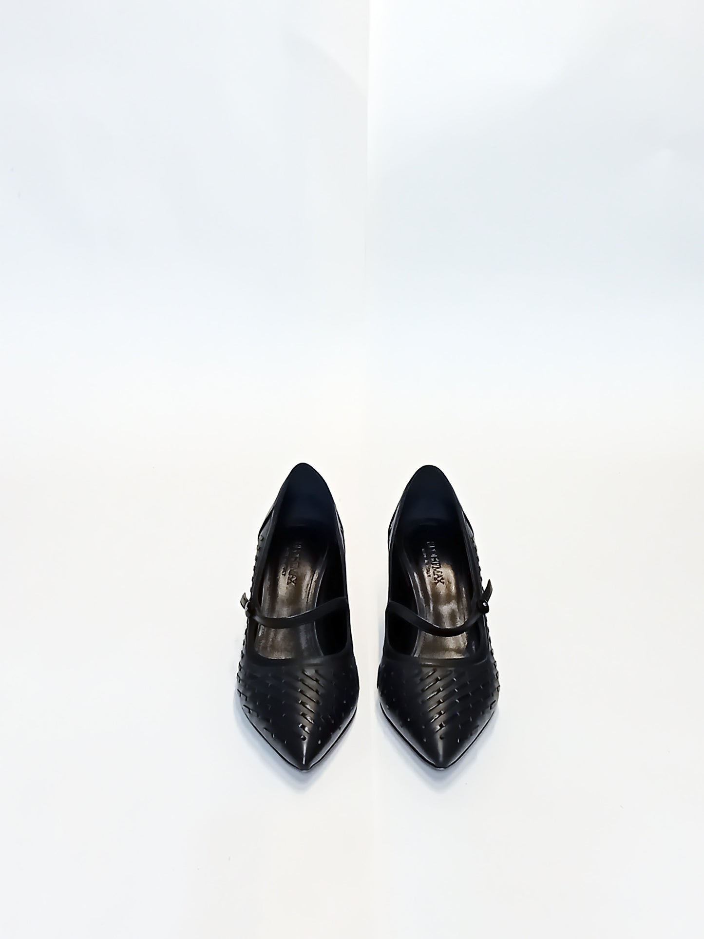 Sportmax Black Textured Leather Mary Jane Heels (Size 38.5) - 7cm