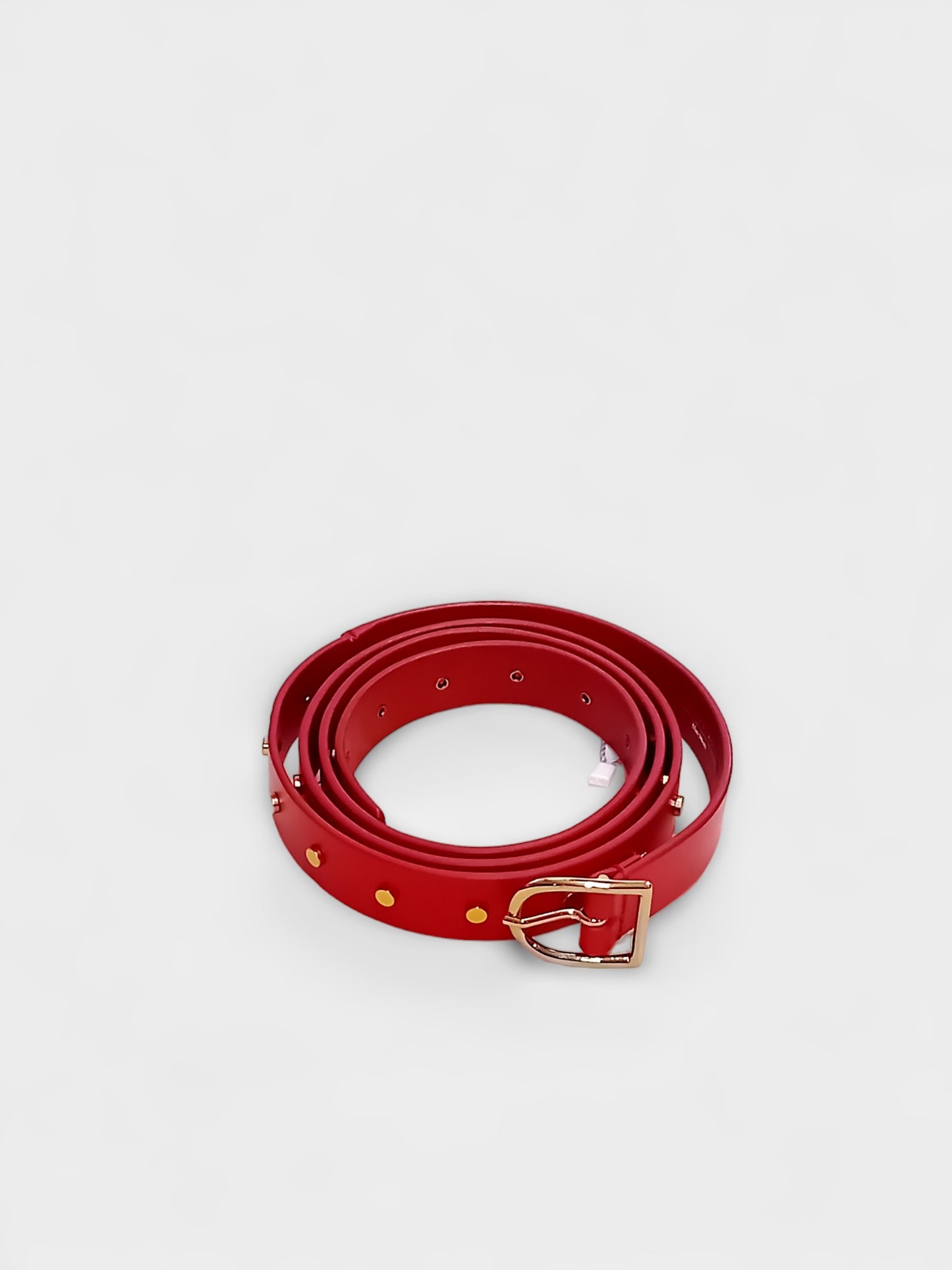The Weekend MaxMara Red Leather Belt with Gold Studs - Size XL - 2.5cm