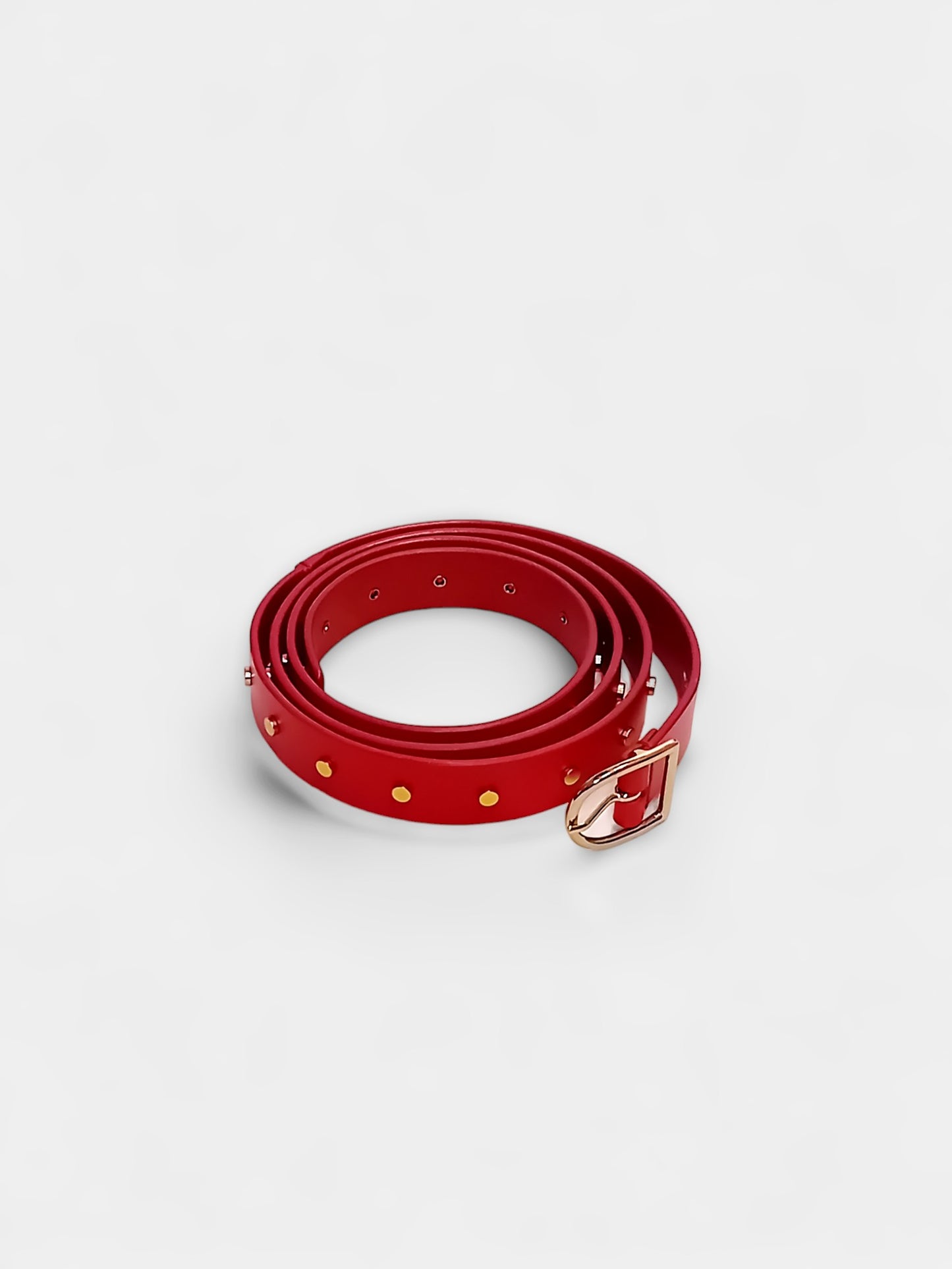 The Weekend MaxMara Red Leather Belt with Gold Studs - Size XL - 2.5cm