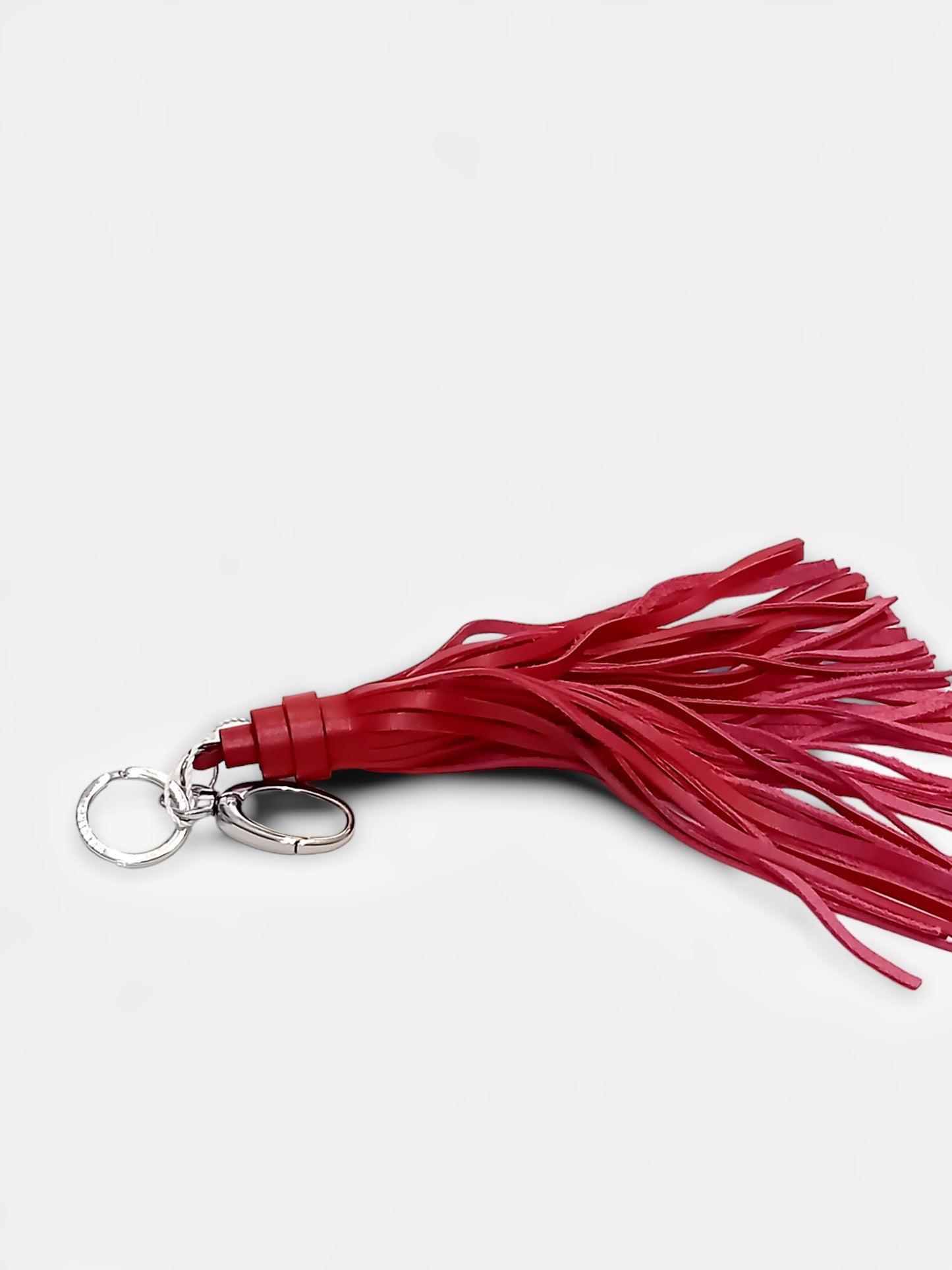 WEEKEND MaxMara Red Leather Tassel Keychain
