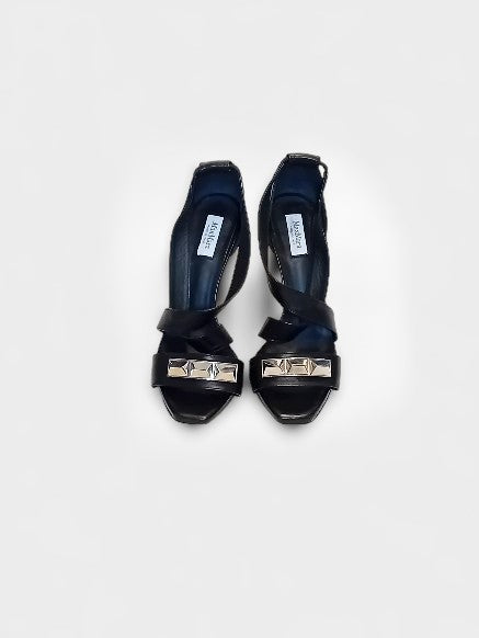 MaxMara Sleek Leather Strapped Stilettos - Size 37 - 10.5cm