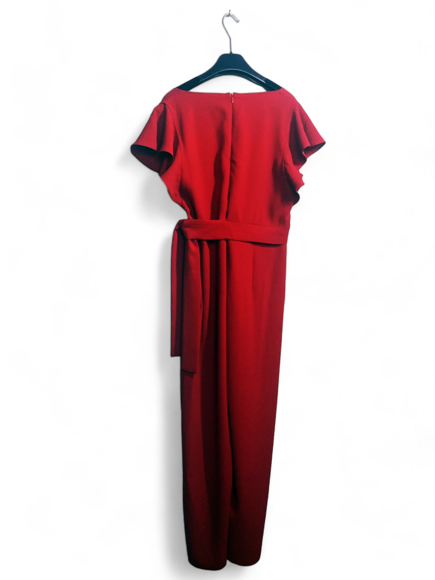 Elegant Red Jumpsuit with Ruffle Sleeves - Size 46, 50