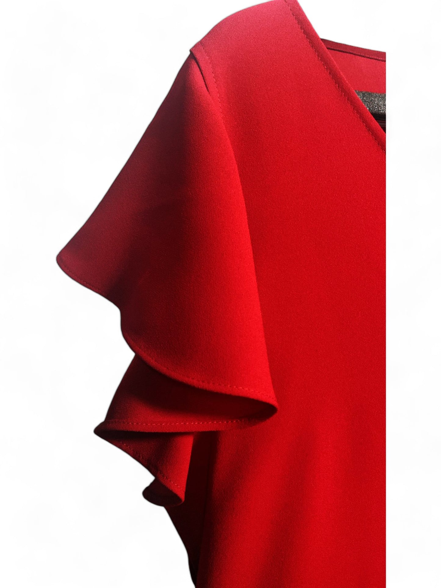 Elegant Red Jumpsuit with Ruffle Sleeves - Size 46, 50