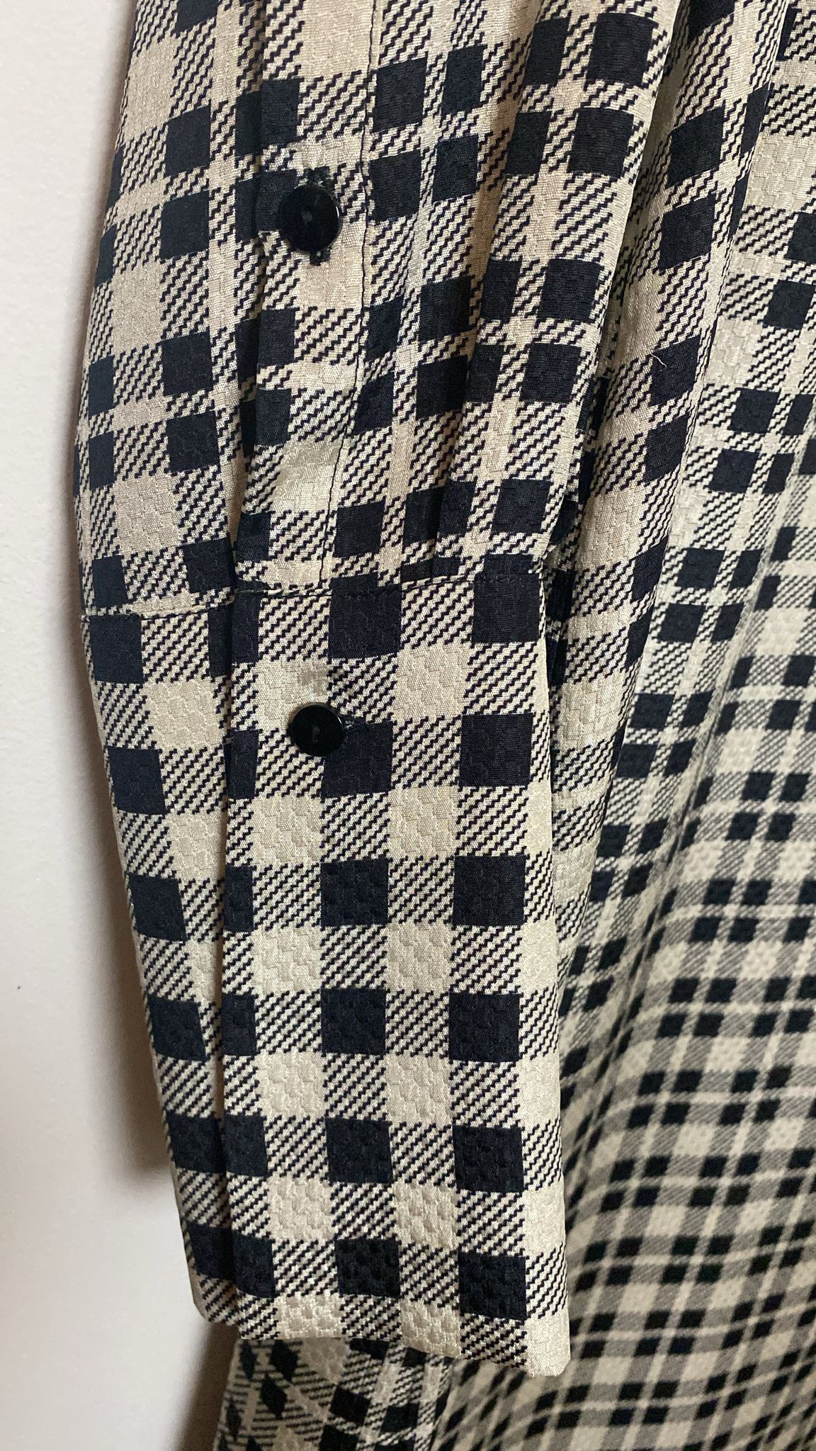 Sportmax 100% selyem kockás ruha díszes elöl - 114 cm hosszú - 44 IT méret