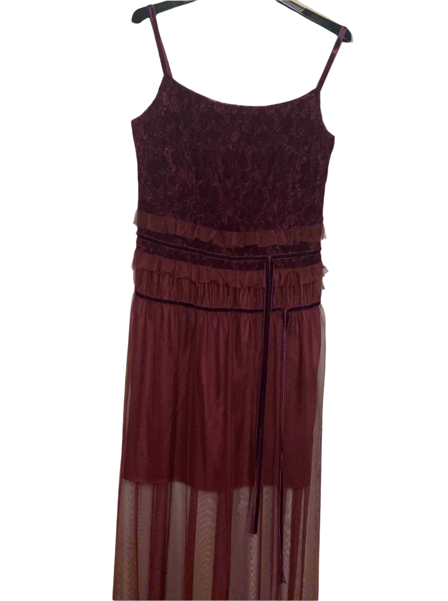 Sportmax 100% Viscose Burgundy Cocktail Dress - 160 cm Long - Size 44 IT