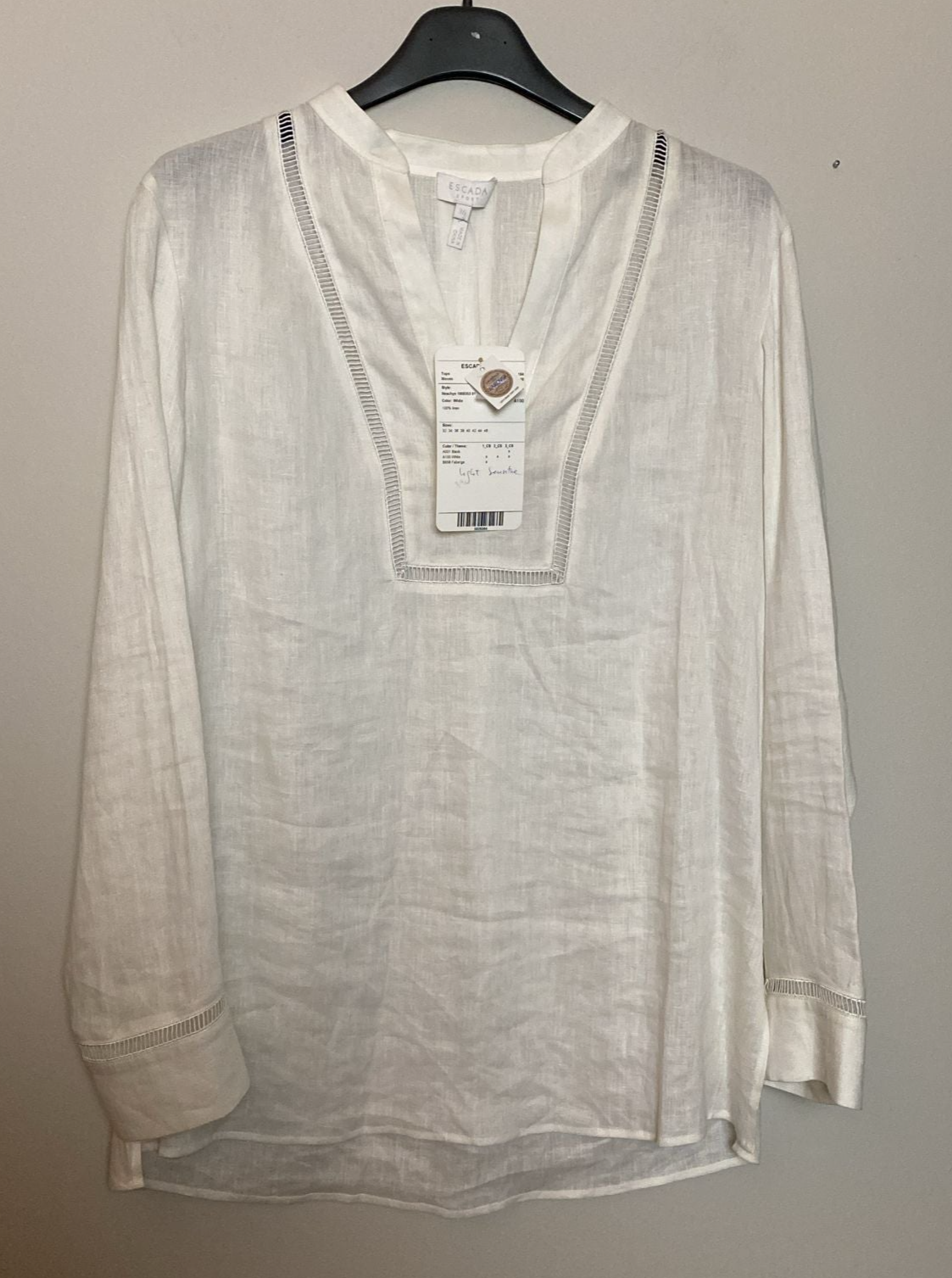 Escada Sport 100% Linen Blouse with Swarovski Crystals - Size 40 IT