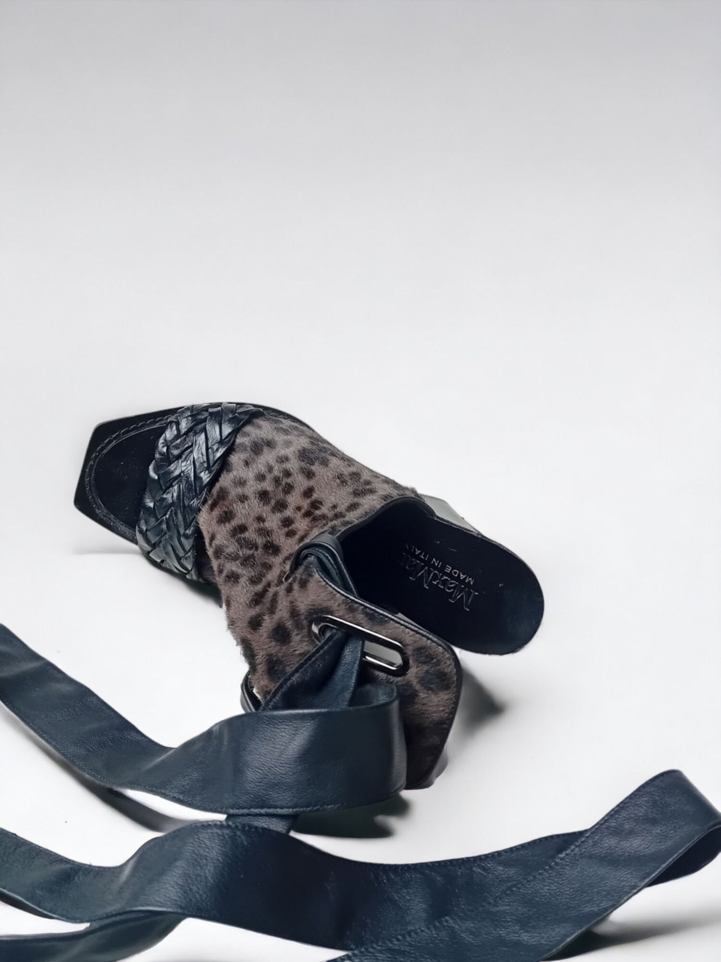 MaxMara Leopard Pony Hair Heel Sandals - Size 37 - 12cm - Platform 2cm
